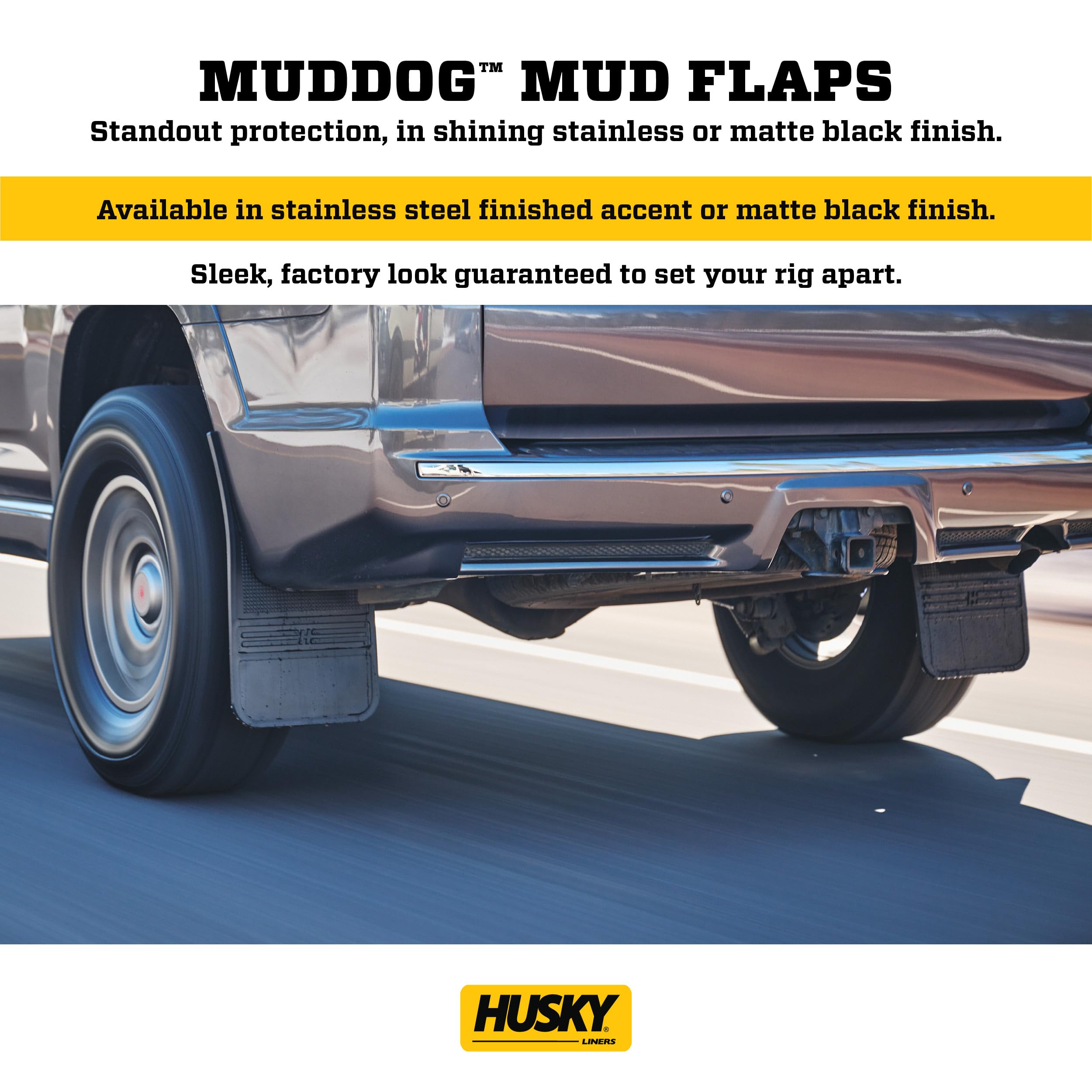 Husky Liners Muddog Universal Mud Flaps | Rubber Rear Mud Flaps - 12" w/Weight - Black, (See Fitment Type) | 55101