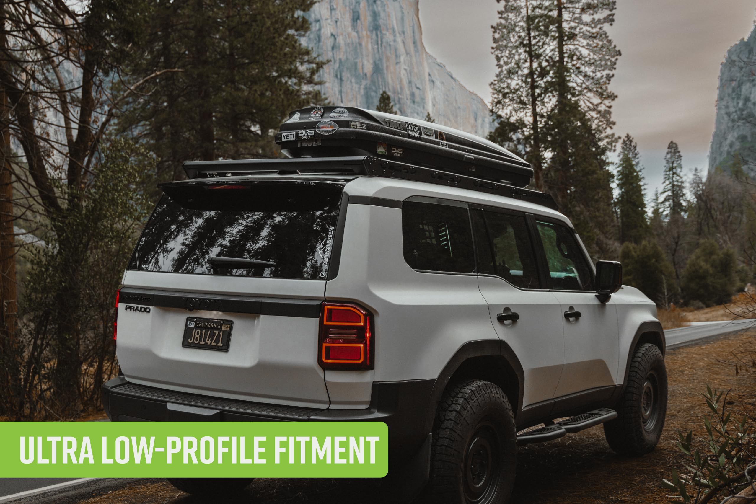 Roof Rack DV8 Offroad for 2024-2025 Toyota Land Cruiser 250 Series & Lexus GX 550 | Ultra Low-Profile Fitment | 9 Heavy-Duty Aluminum Cross Bars | Integrated Mounting Points for Securing Gear