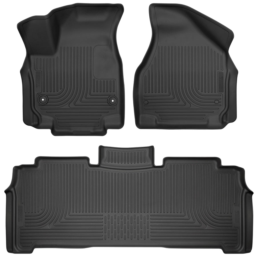 Husky Liners Floor Mats Weatherbeater | Fits 2017-2024 Chrysler Pacifica (Touring, Touring L, & Touring L Plus, 2025 Select); 2020-2025 Chrysler Voyager | Front & 2nd Row, 3-pc Black - 93771