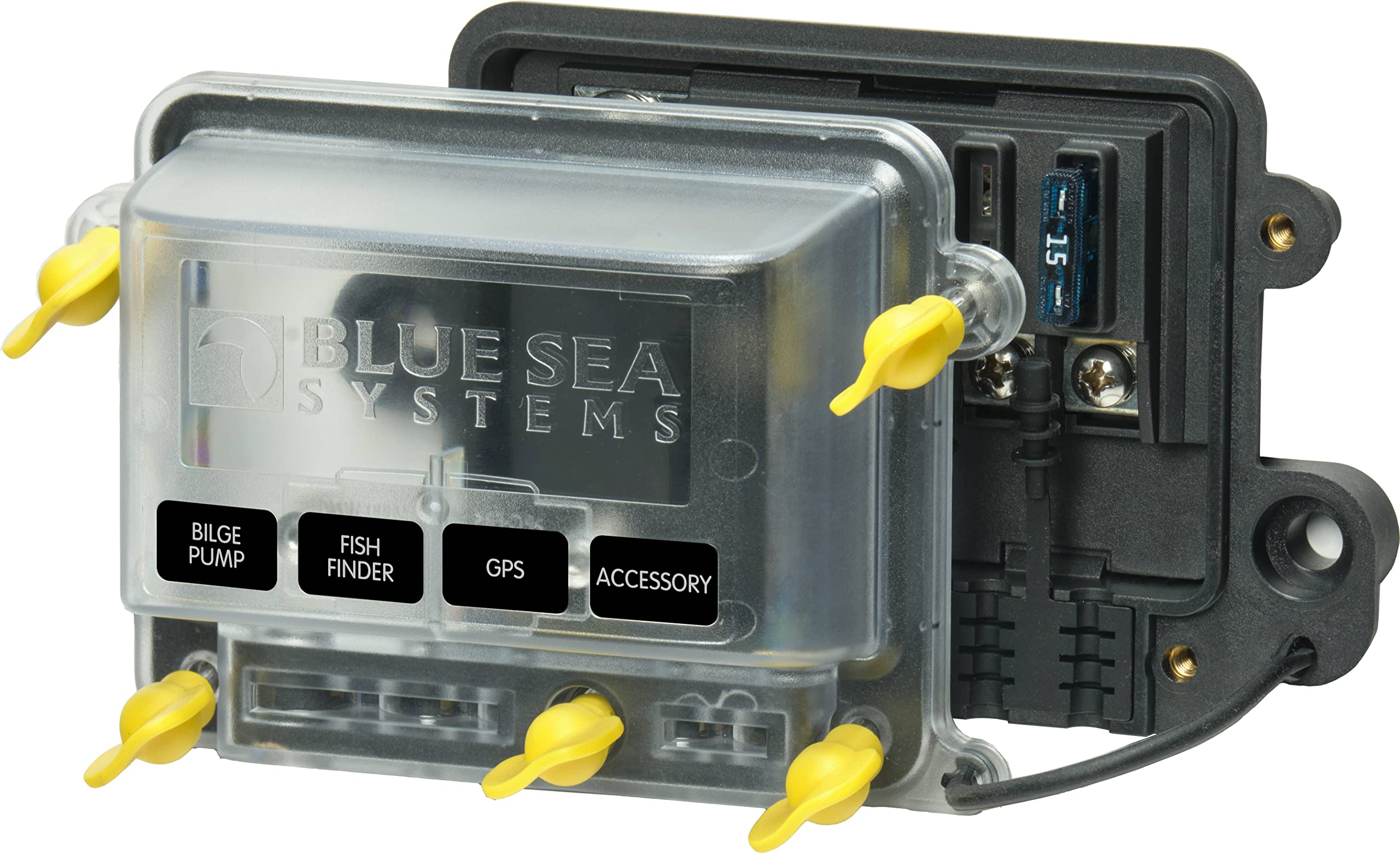 Water-Resistant Blue Sea Systems 5056100 ST Blade Fuse Block, Manual Cover, 80 Amps