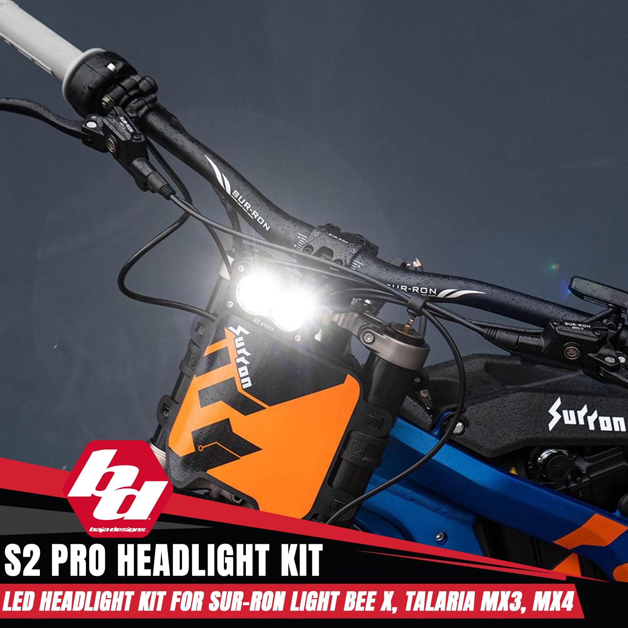 Baja Designs S2 Pro Headlight Kit for Light Bee X Sur-Ron and MX3/MX4 Talaria (Driving Combo; Clear)