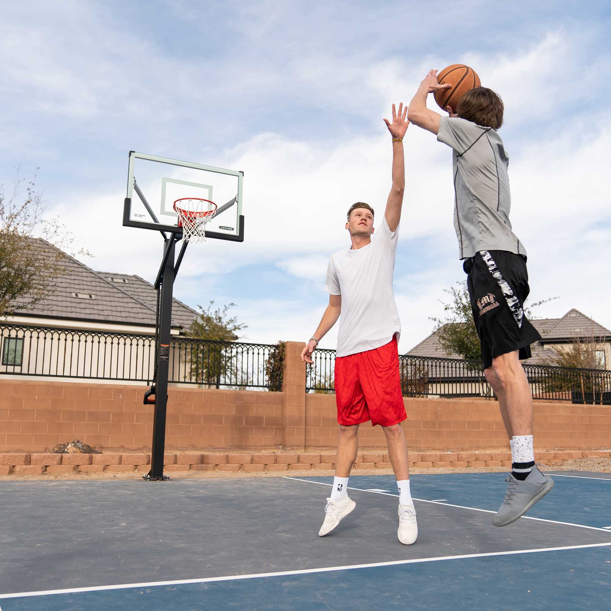 Mammoth 54" Lifetime Deluxe In-Ground Basketball Hoop, Mammoth Lift Adjustable Height, Tempered Glass Backboard Bolt Down System