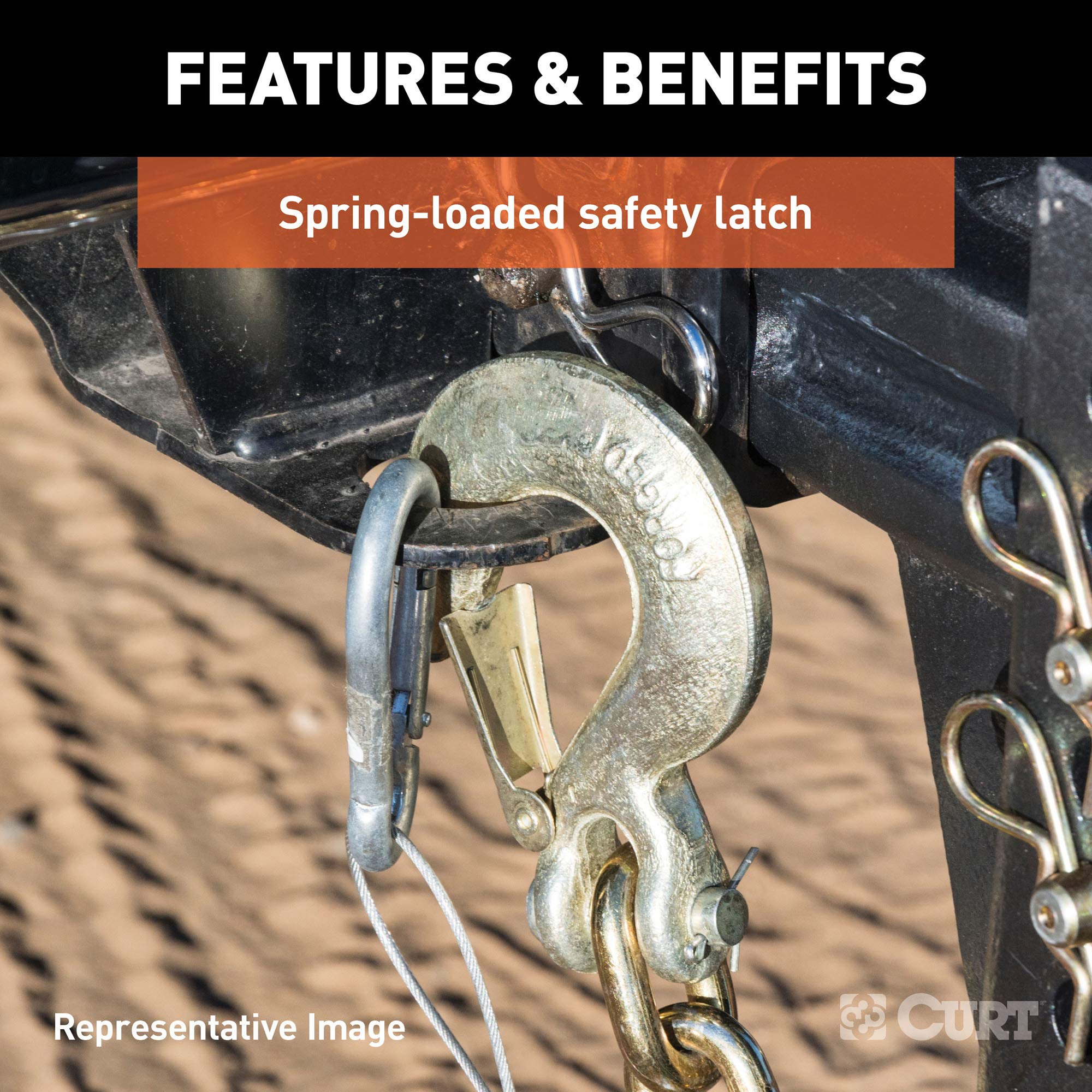 CURT 81970 Forged Steel 7/16-Inch Clevis Slip Hook with Safety Latch, 40,000 lbs, 1-1/3-In Opening, 17/32" Pin
