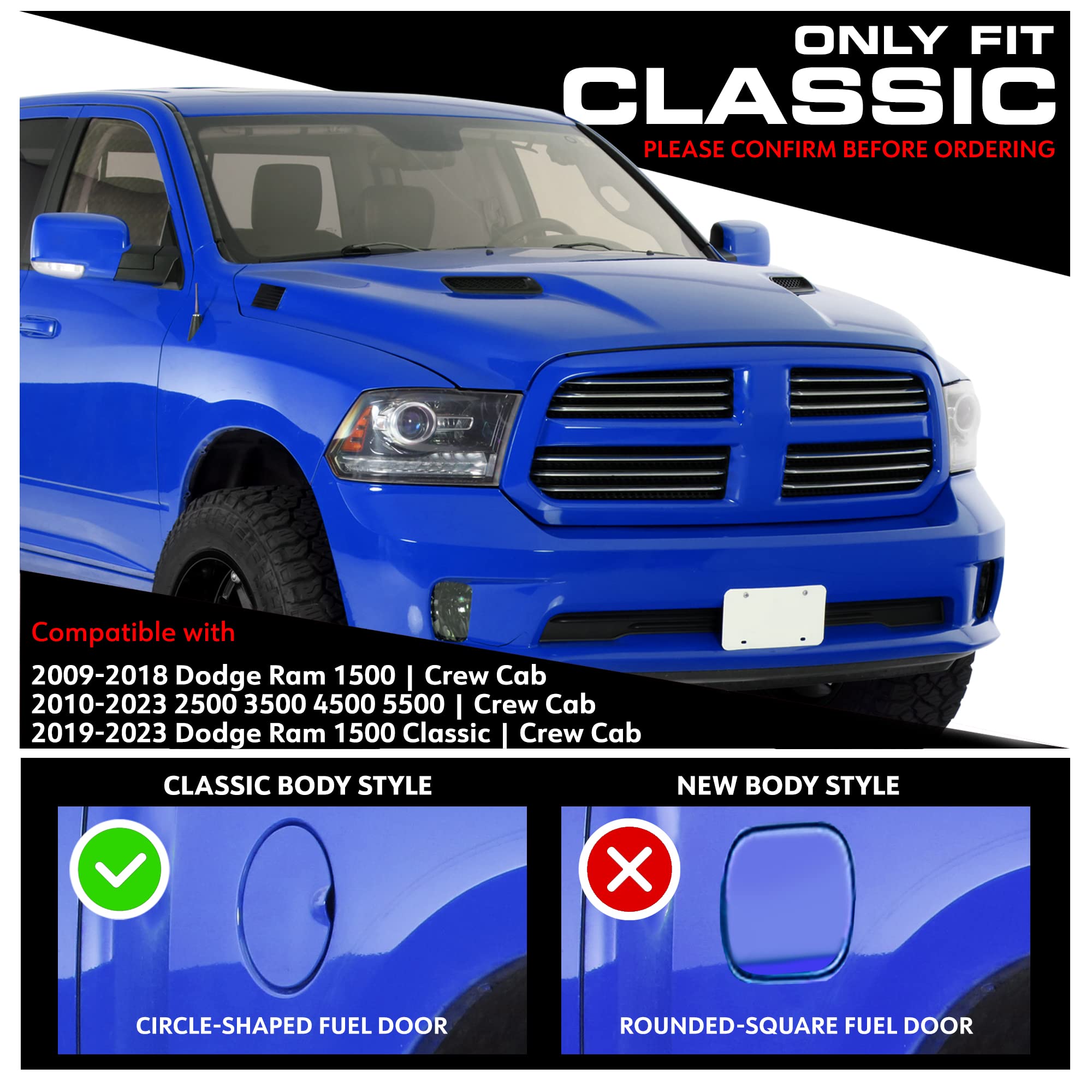 Fury Steps Tyger Auto Compatible with 2009-2018 Dodge Ram 1500; 2010-2026 2500 3500; 2019-2024 Classic | Crew Cab | TG-FS2D30038 | Side Step Rails Nerf Bars Running Boards