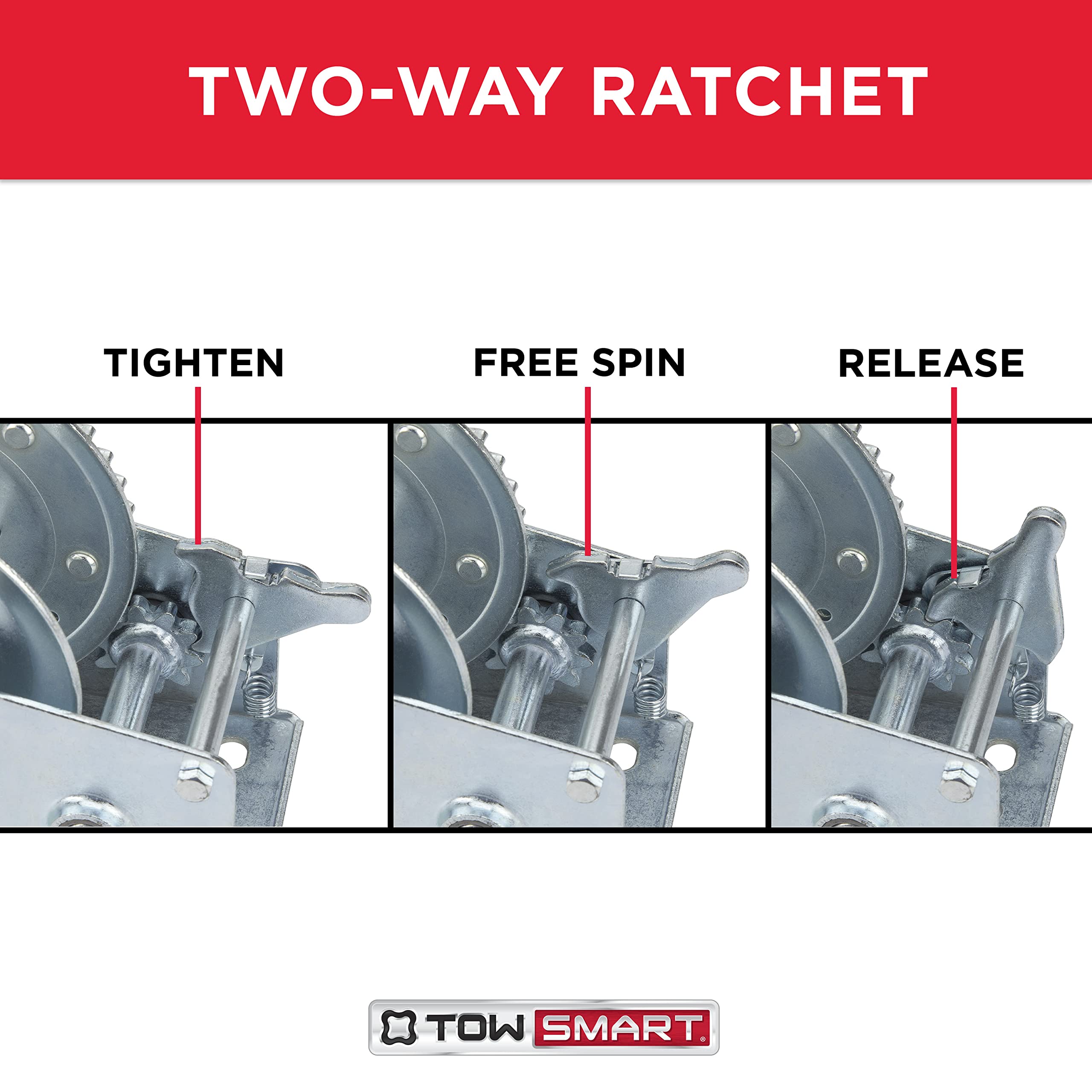 Manual TOWSMART Trailer Winch, 1,500 lb. Capacity, 2 in. x 20 ft. Strap