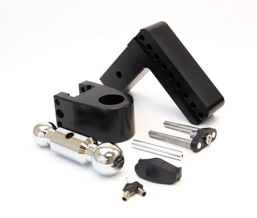 Weigh Safe 6" Drop CTB625CERBLA, 180 Hitch w/ 2.5" Shank/Shaft, Adjustable Aluminum Trailer Hitch & Ball Mount, Chrome Plated Combo Ball (2" & 2-5/16") & a Double-pin Key Lock CERAKOTE Black