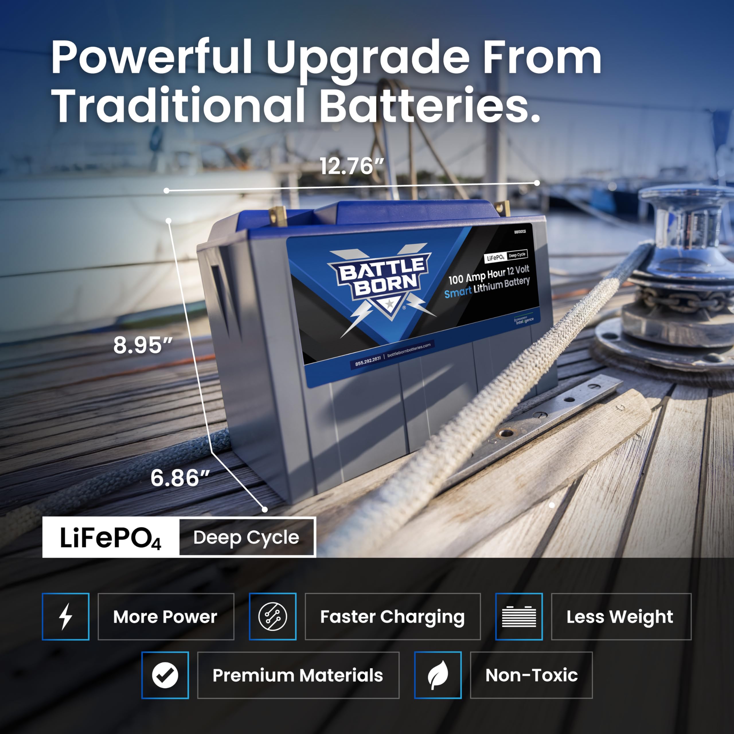 12V Smart Heated 100Ah Lithium-Ion (LiFePO4) RV, Marine, Solar, & Off-Grid Battery - Battle Born Batteries