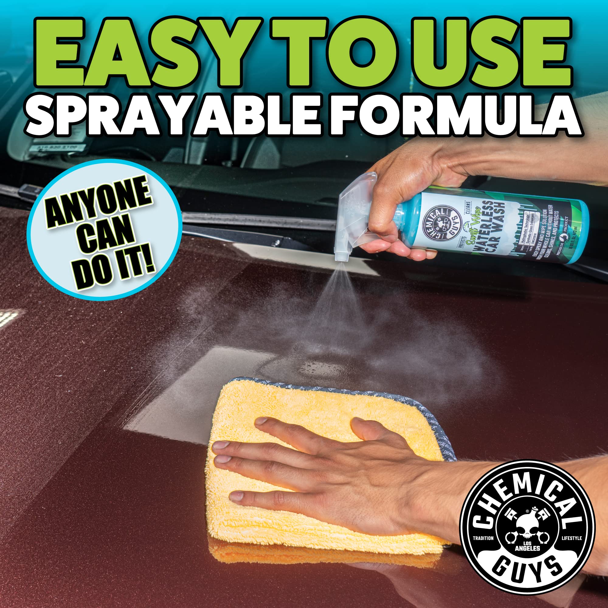 Chemical Guys Waterless Car Wash Spray Swift Wipe - Spray and Wipe to Safely Clean and Shine Cars, Trucks, Motorcycles, RV & More, High Lubrication Formula, 16 oz