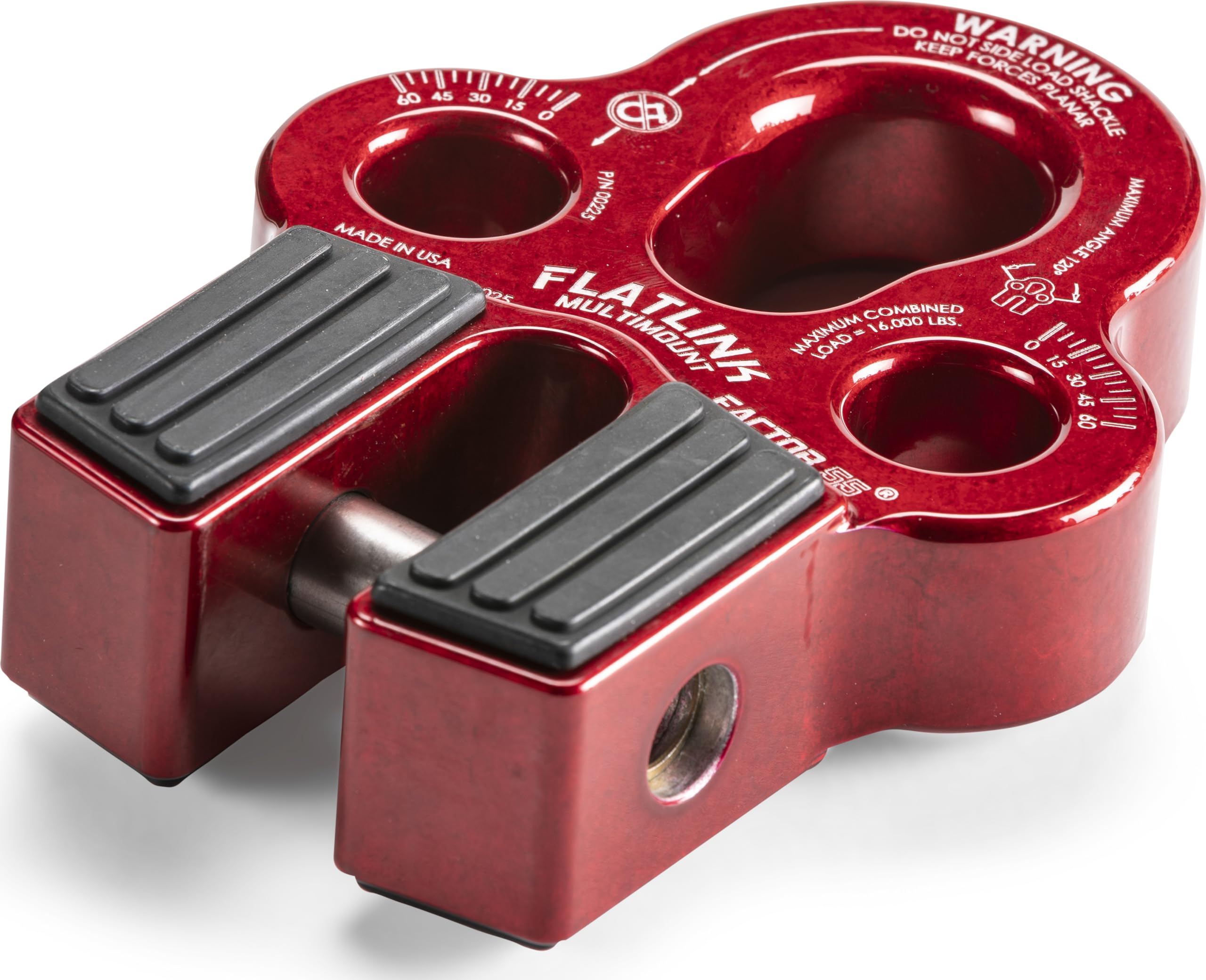 Flatlink Factor 55 Multi-Mount Winch Cable Shackle Mount, Designed for Steel Cables and Synthetic Winch Ropes with Load Capacity: 16,000 lbs - Red