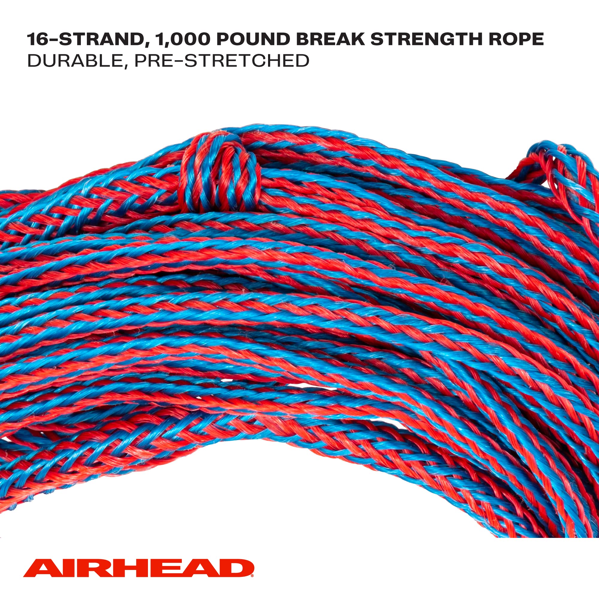 Water Ski Rope Airhead with Rubber Handle, 1 Section, 75-Feet