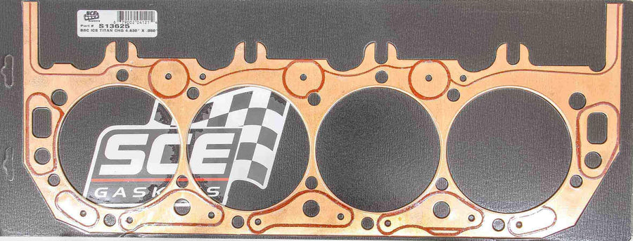 Cylinder Head Gasket, SCE Gaskets, ICS Titan, 4.630 in Bore, 0.050 in Compression Thickness, Copper, Big Block Chevy, Each