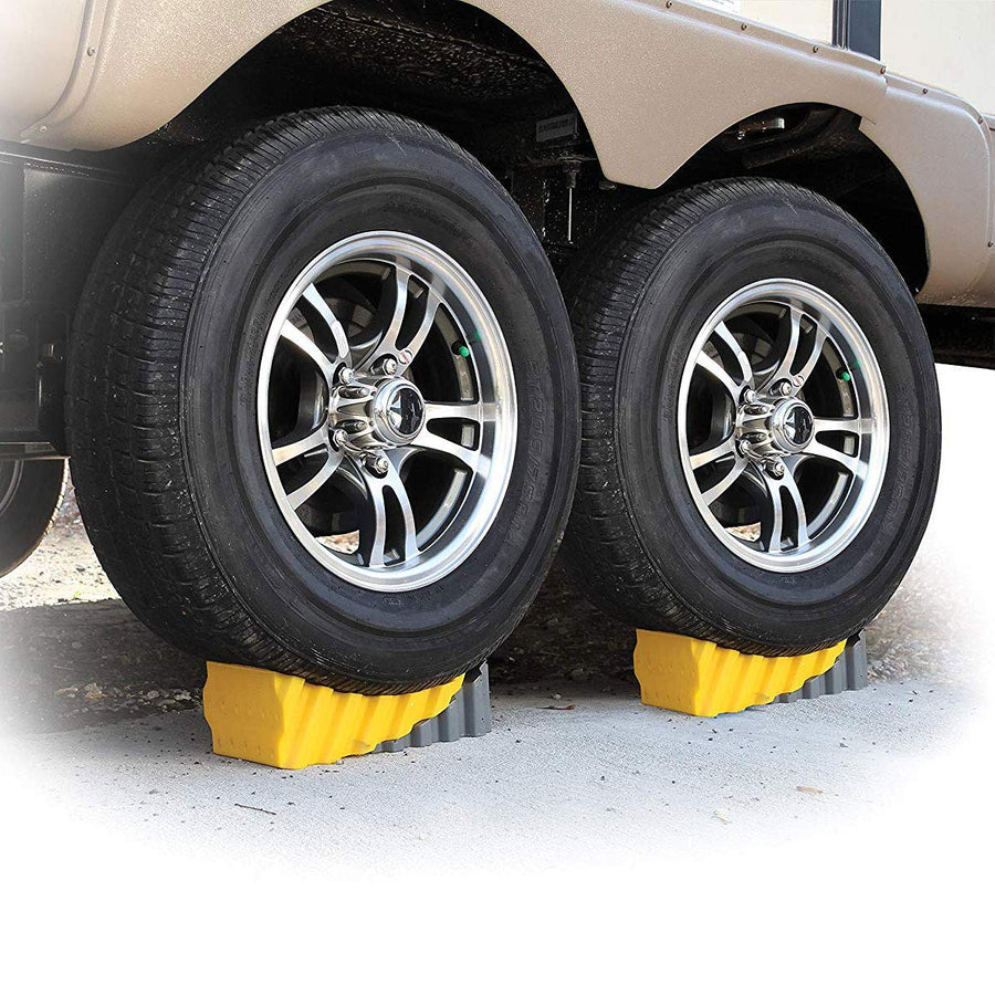 Rv Camco Curved Leveler with Chock - 2 Pack - Easy Drive-On Leveler Adds Up to 4" in Height (44425)