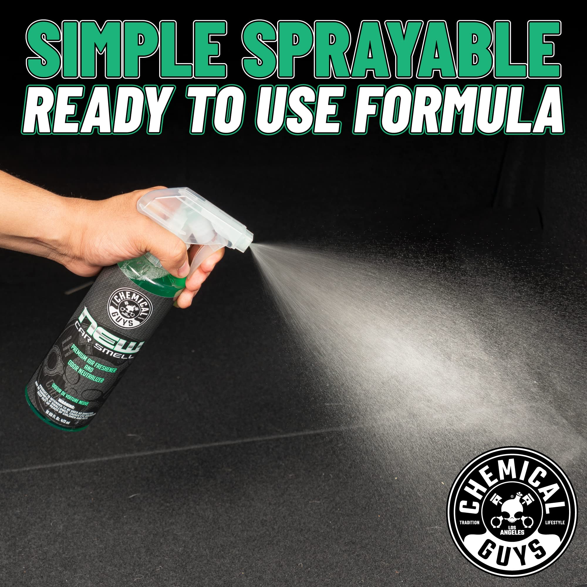 Chemical Guys Air Freshener New Car Smell and Premium Odor Eliminator Refreshes & Neutralizes Odors, Great Car Fresheners for Trucks, SUVs, RVs, and More - 16 oz