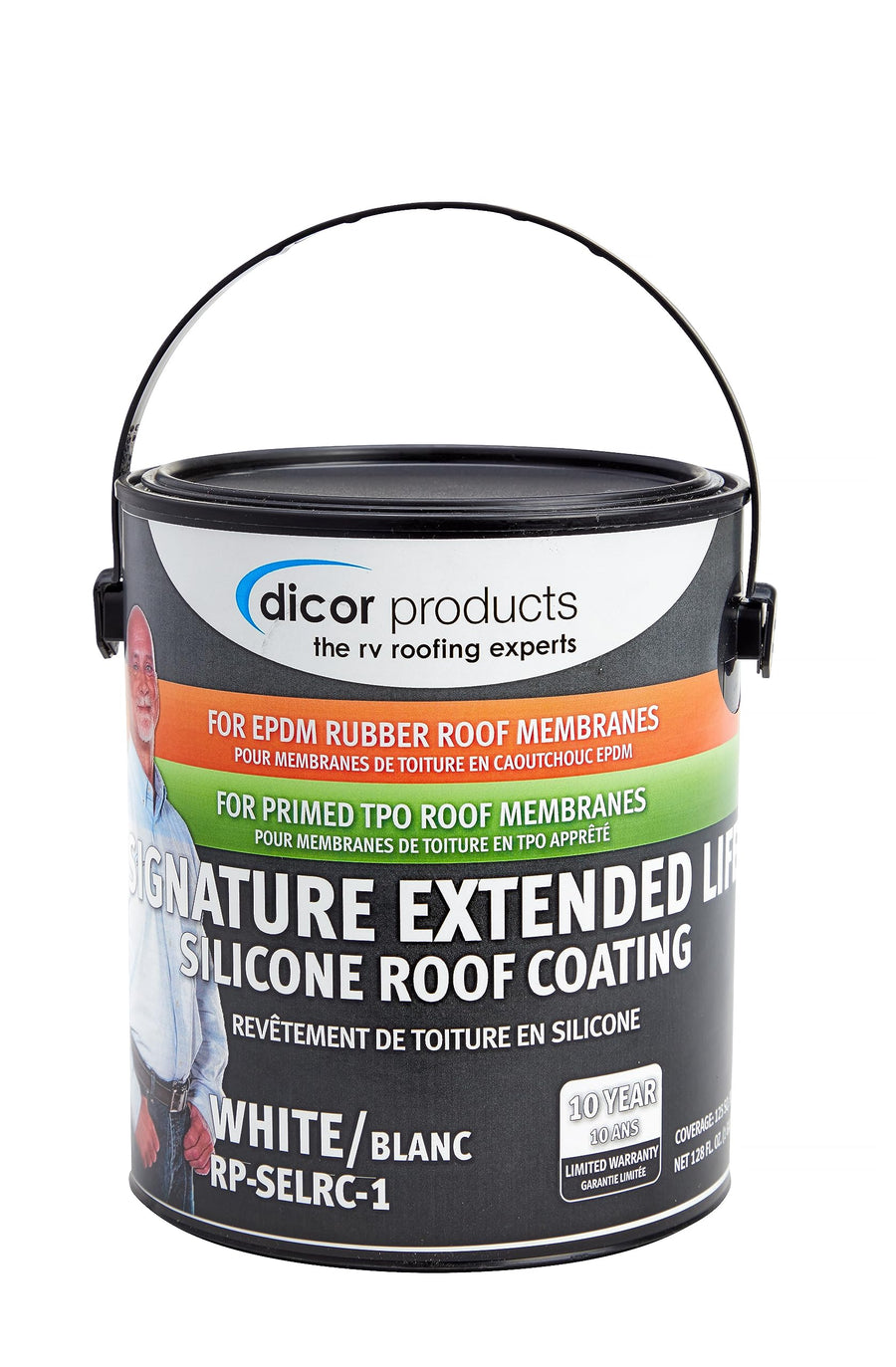 Dicor Signature RP-SELRC-1 Extended Life EPDM Rubber Roof Coating - White, 1 Gallon Can