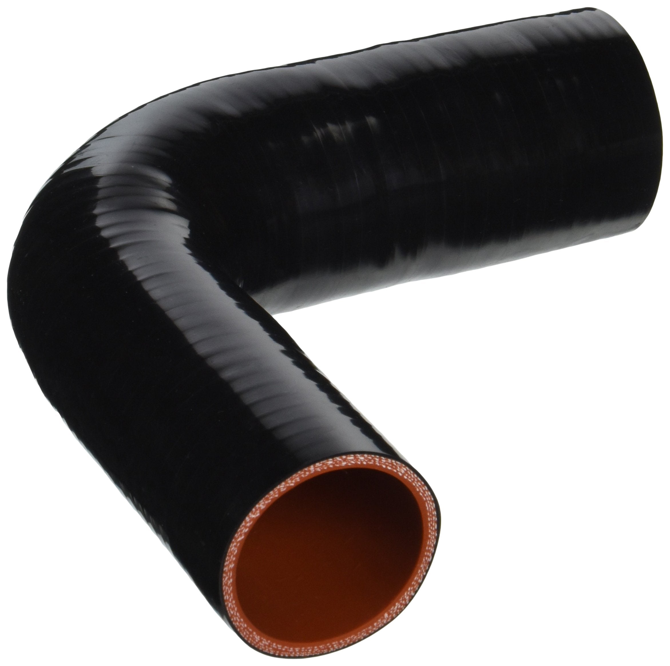 HPS Silicone High Temperature HTSER90-200-250-BLK 4-ply Reinforced 90 degree Elbow Reducer Coupler Hose, 55 PSI Maximum Pressure, 4" Leg Length on each side, 2" > 2-1/2" ID, Black