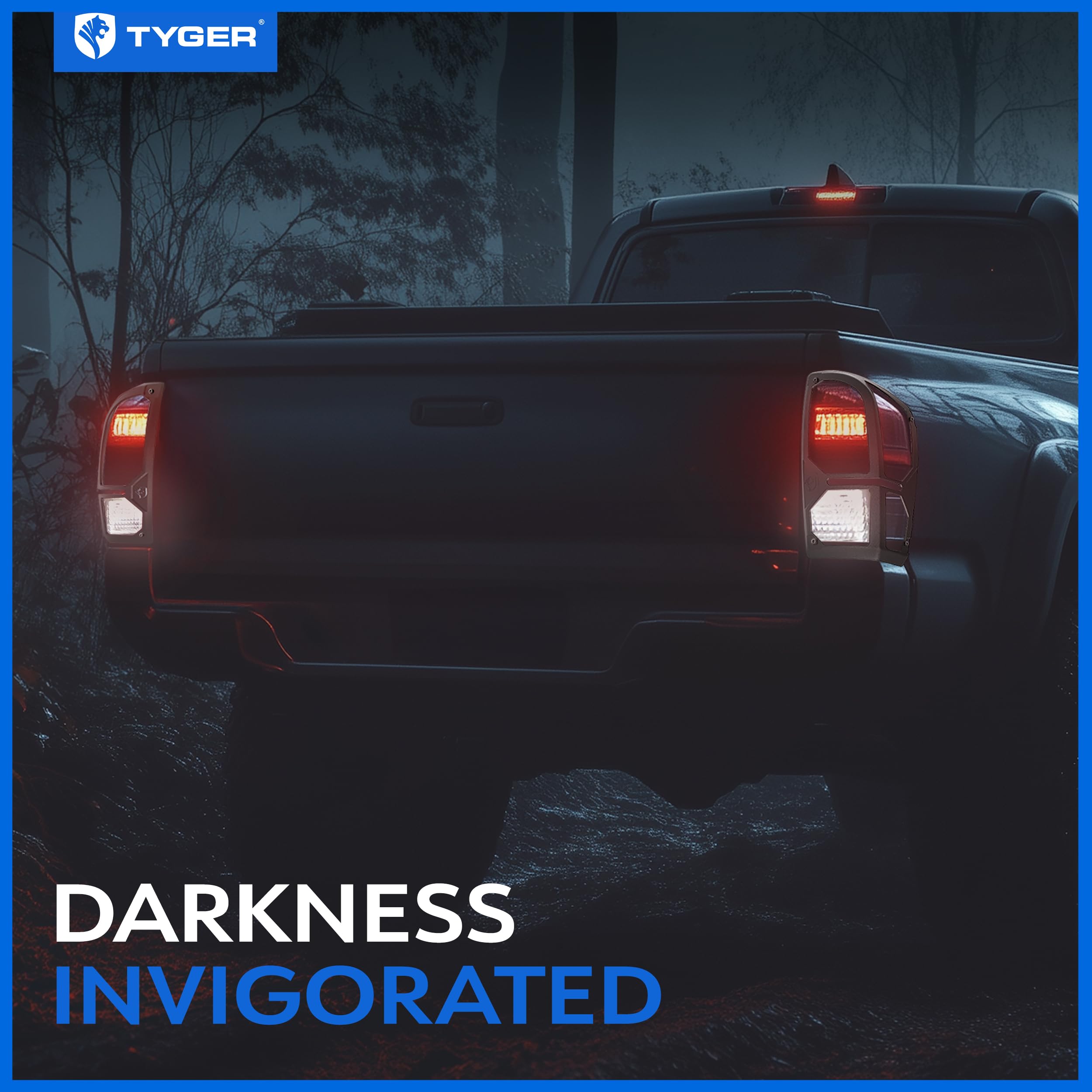 Tyger Auto Cast Aluminum Alloy Premium Pauldrons Tail Light Guard Covers Compatible with 2016-2023 Toyota Tacoma | Powdered Textured Black | No Drilling Required | TG-TG7T86668