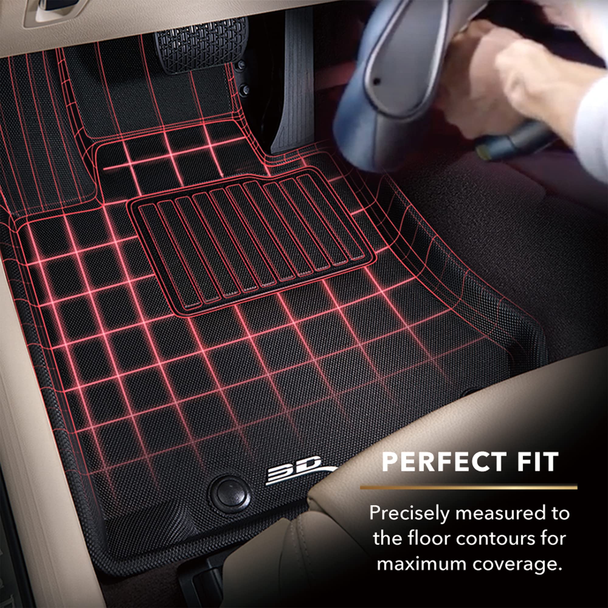 3D MAXpider Custom Fit Second Row All-Weather Floor Mats for 2021 Genesis GV80 - Kagu Rubber (Black)