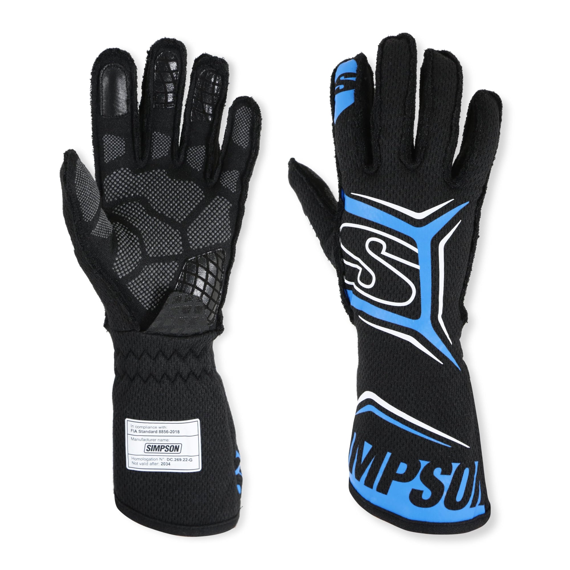 Large Simpson Racing MGLB Magnata Gloves Black/Blue - Pair