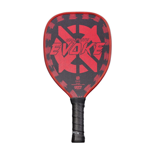 Graphite Onix Evoke Tear Drop Pickleball Paddle Features Tear Drop Shape, Polypropylene Core, and Graphite Face, Red