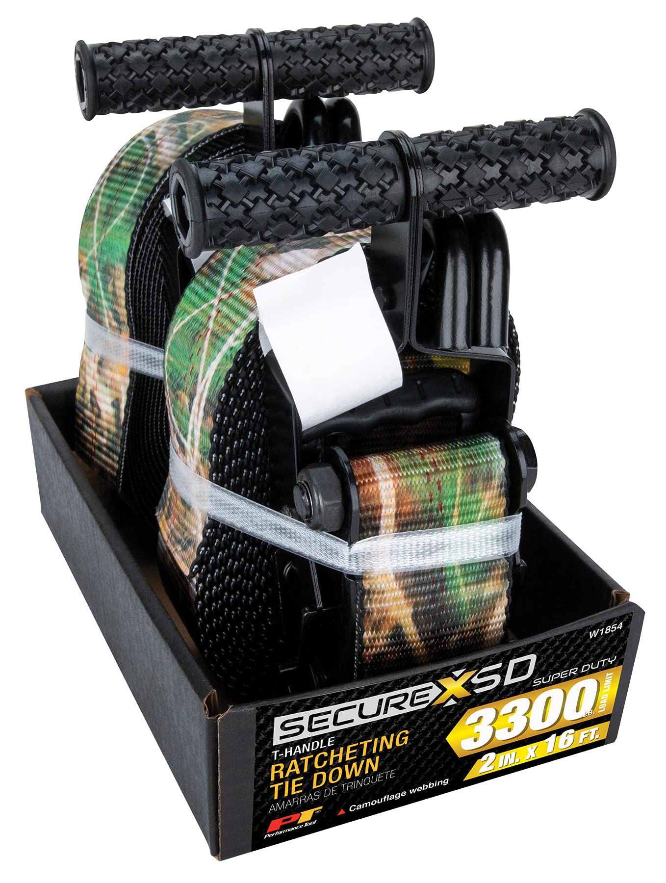 Camo Tie Down Strap Performance Tool W1854 2-Inch X 16' - Heavy Duty Ratchet Straps with Quick Release for Secure Cargo Transport and Outdoor Adventures
