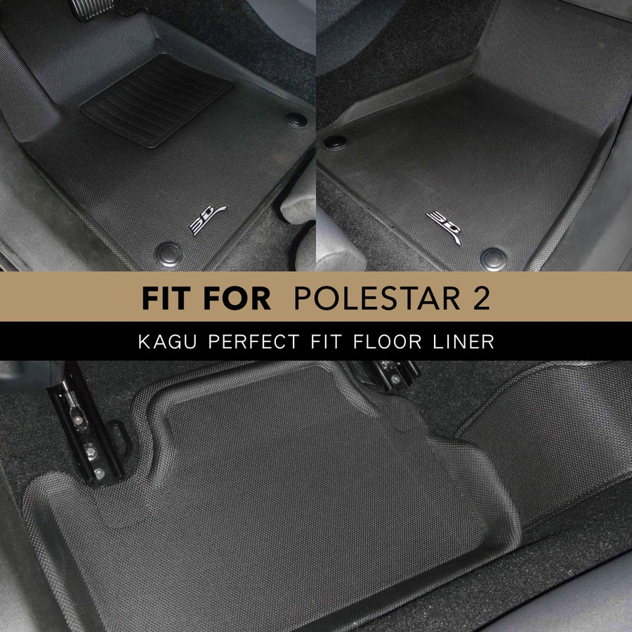 Kagu Floor Mat (Black) 3D MAXpider Custom Fit Compatible with Polestar 2 2021-2026 - Full Set