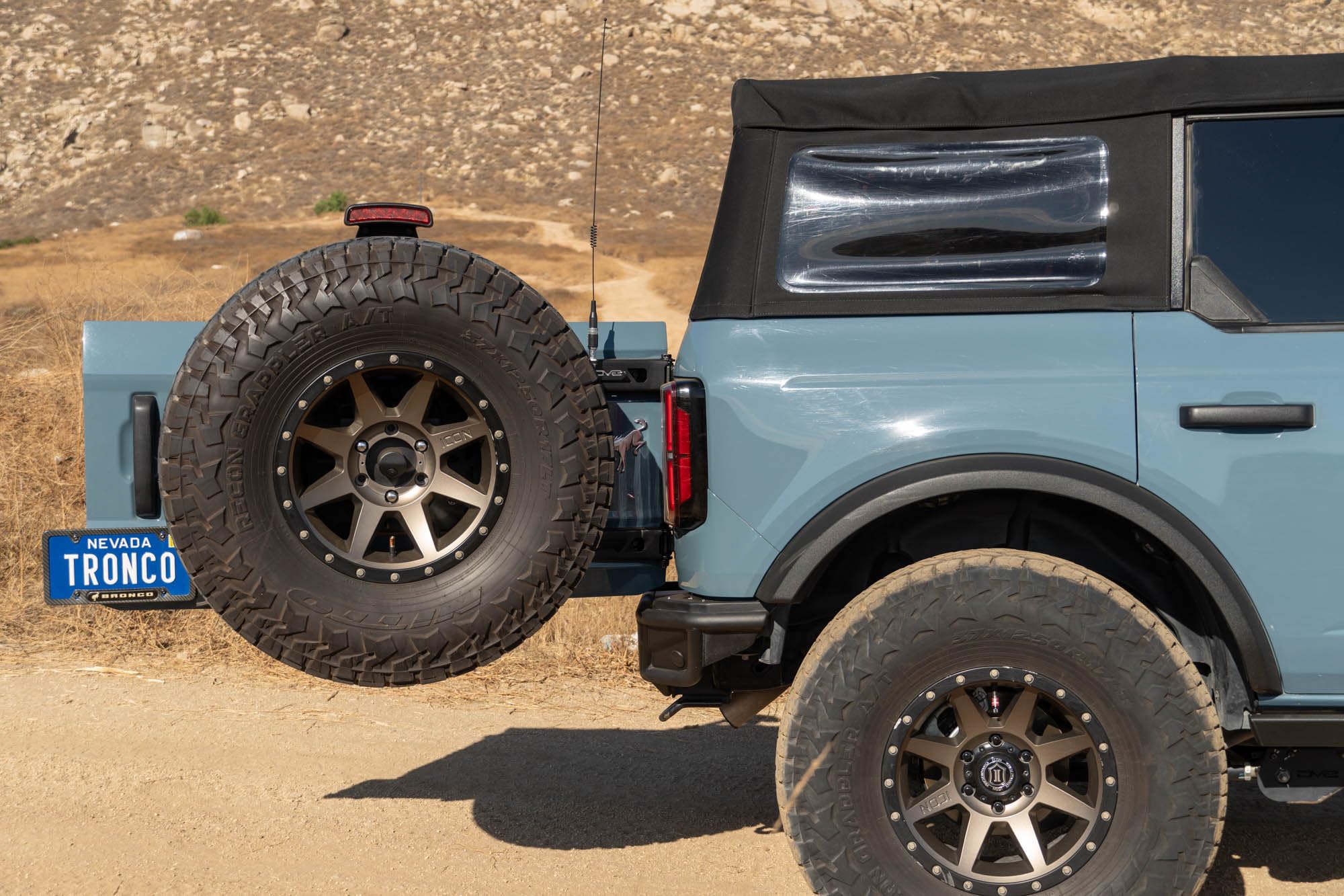 Offroad DV8 Tire Carrier for 2021-2025 Ford Bronco | Heavy-Duty Design | Absorbs Weight of Spare Tire & Tailgate Door | Included Third Brake Light Extension | Fully Bolt-On Installation | Steel