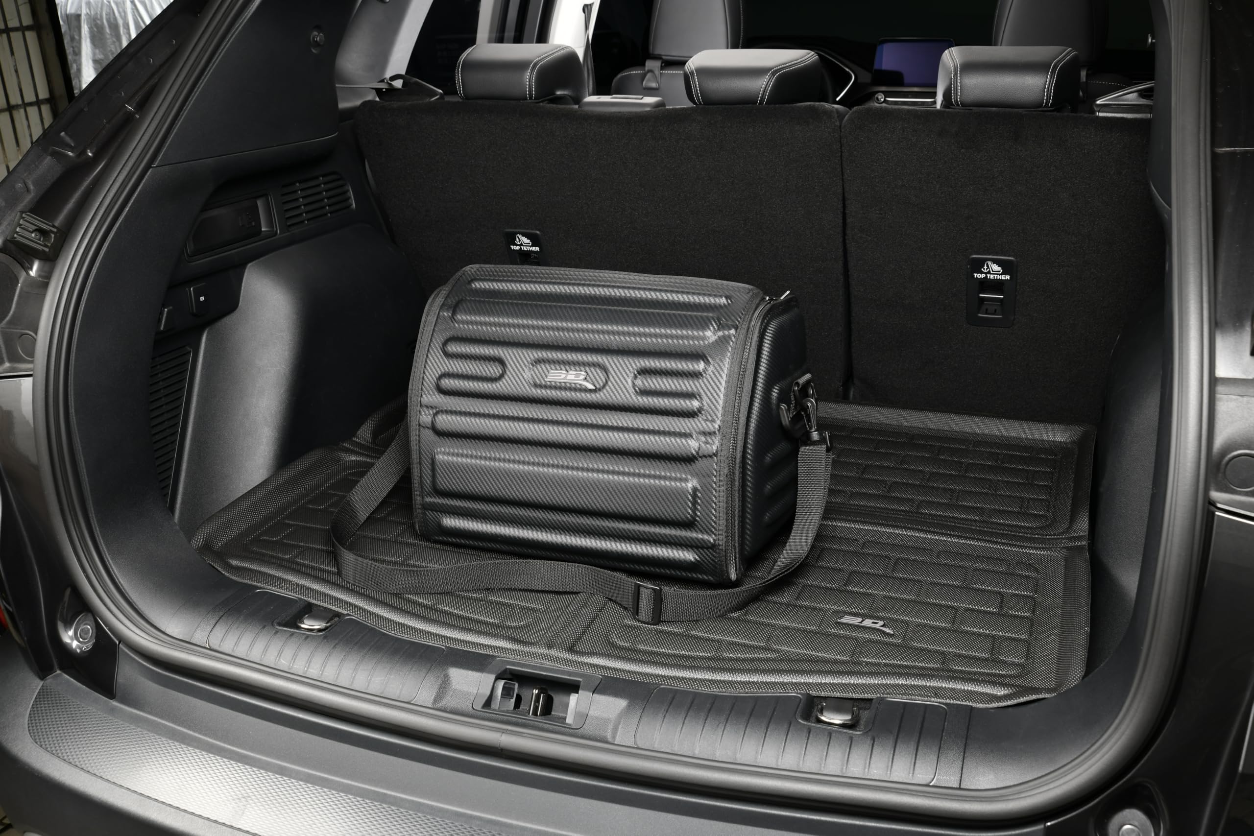 3D MAXpider Trunk Organizer Custom Fit Car (Black) - Handy Carbon Fiber (M) 18"x12"x12"