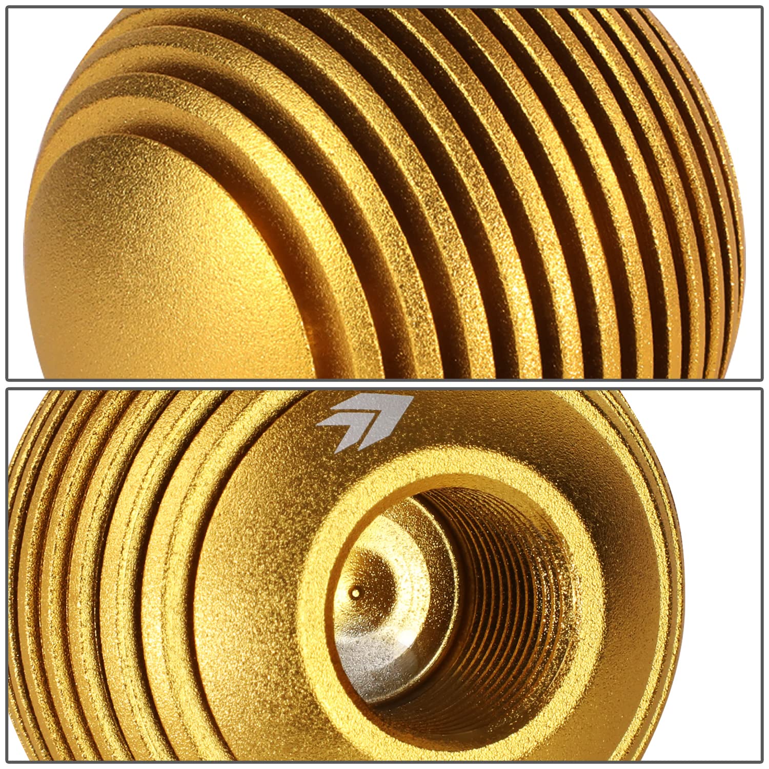 NRG Innovations Universal Aluminum SK-703GD Shift Knob with Thread Adapters, Heat Sink Style Round Ball Shape, Gold