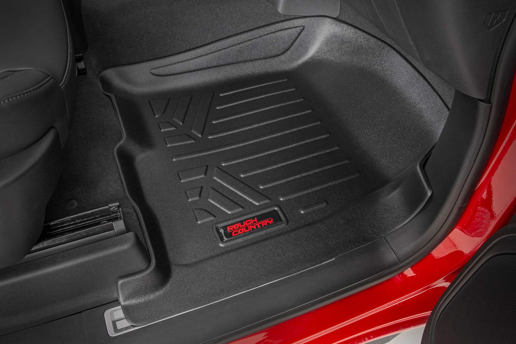 Rough Country Floor Mats All Weather for Dodge Ram 1500 Quad Cab (2012-2018) - Non-Slip Waterproof Flexible Mat, Front & Rear Set