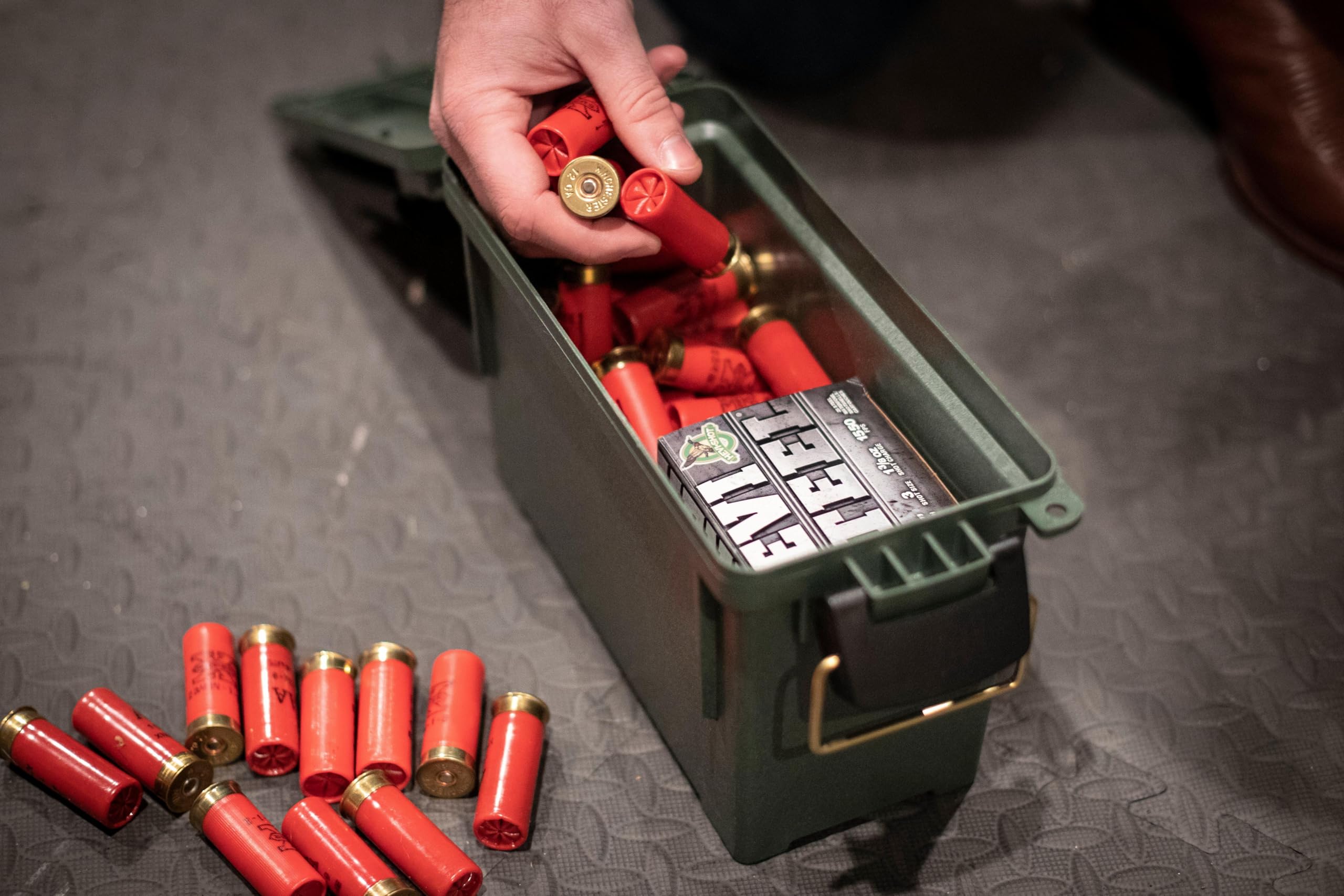 Plano Ammo Field Box, OD Green, Lockable Ammunition Storage Box with Heavy-Duty Carry Handle, Small Plastic Ammo Storage, Water-Resistant Protection, Holds 6-8 Boxes of Ammo