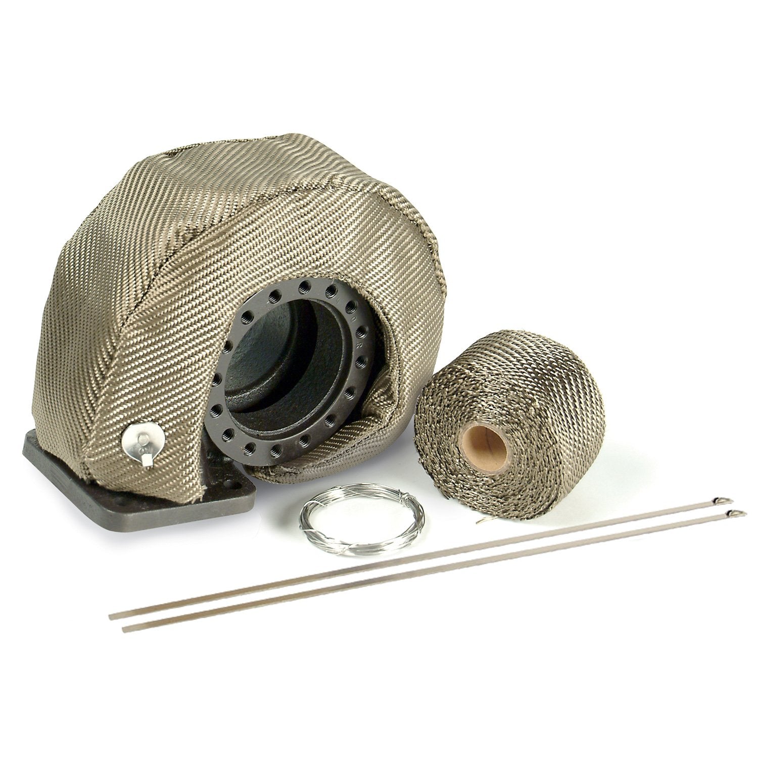 Turbo Shield Design Engineering Titanium™ | T4 Turbo Kit | 22" x 2.75" Heat Shield Turbocharger Blanket | Includes Exhaust Wrap, Locking Ties & Wire