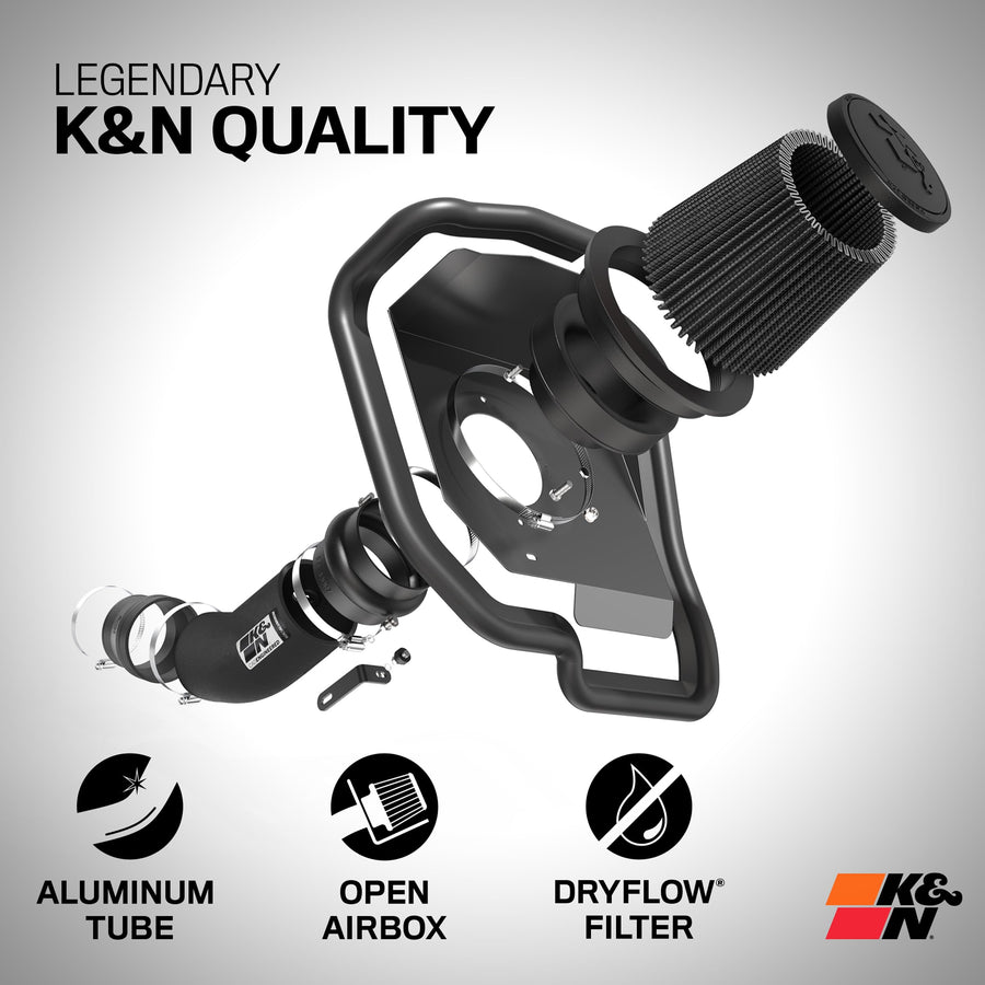 Cold Air Intake System K&N: Dry-Flow Air Filter, Increase Performance & Acceleration: Compatible with 2016-2024 CHEVROLET: Camaro SS, 71-3092