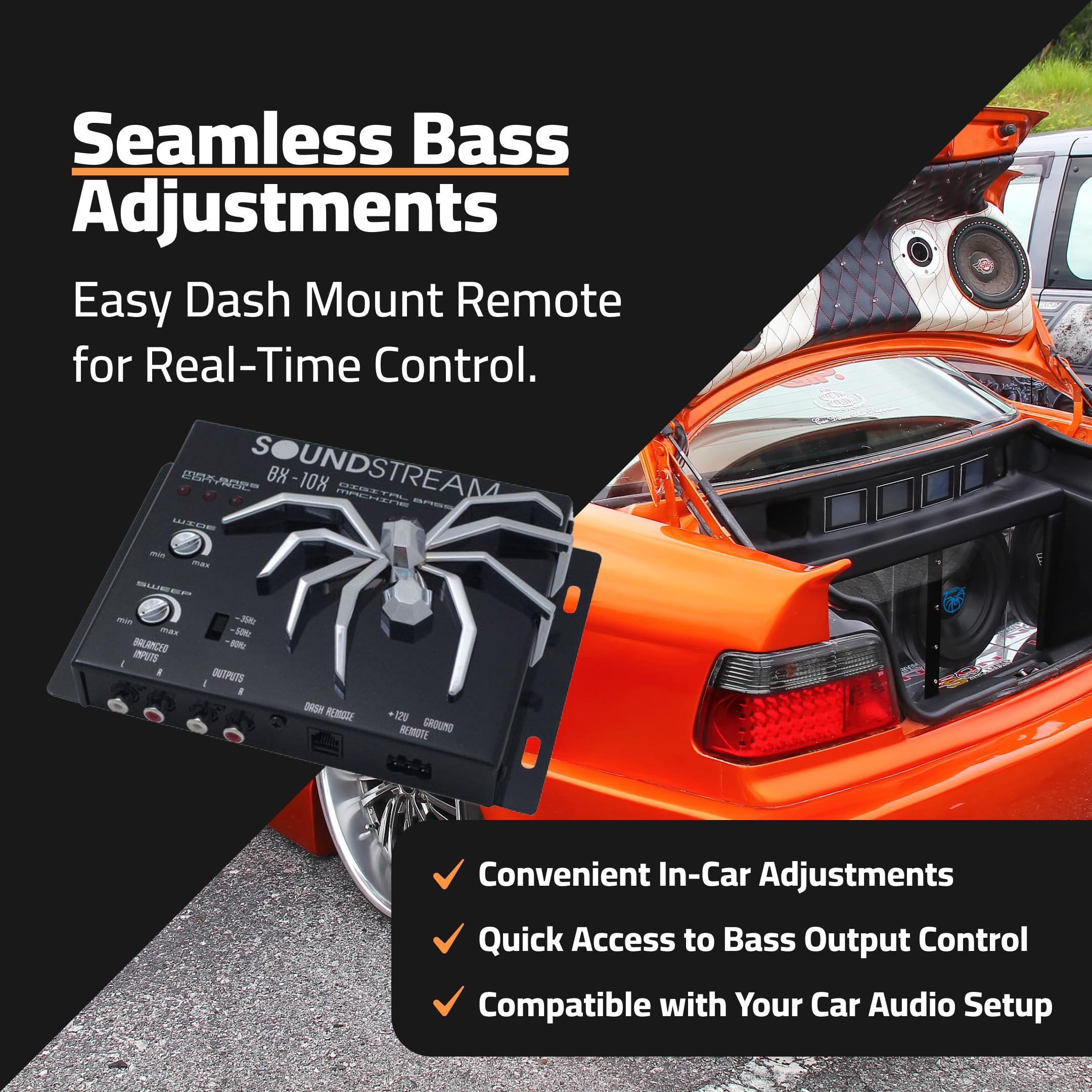 Bass Enhancer Processor Soundstream BX-10X – Car Audio Bass Restoration Processor with Remote Control | Subwoofer Bass Booster and Epicenter Alternative for Factory & Aftermarket Sound Systems