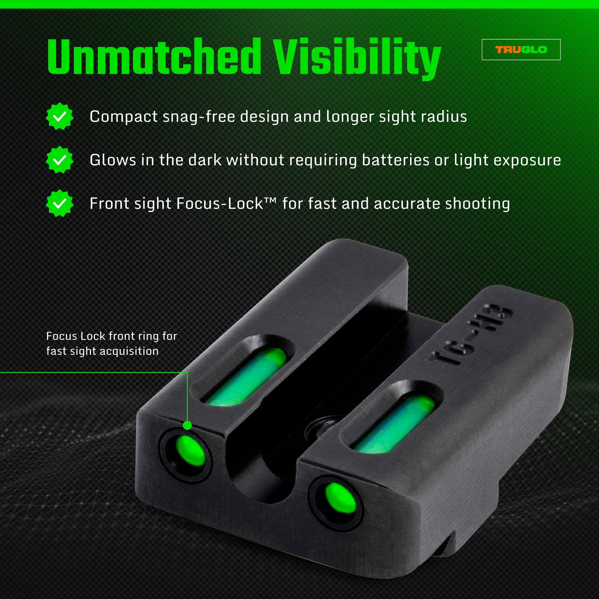 Tritium and Fiber Optic Night Sight for Handguns, Truglo TFX PRO Glowing Shock Proof Compact, Durable, and Snag Free Sight