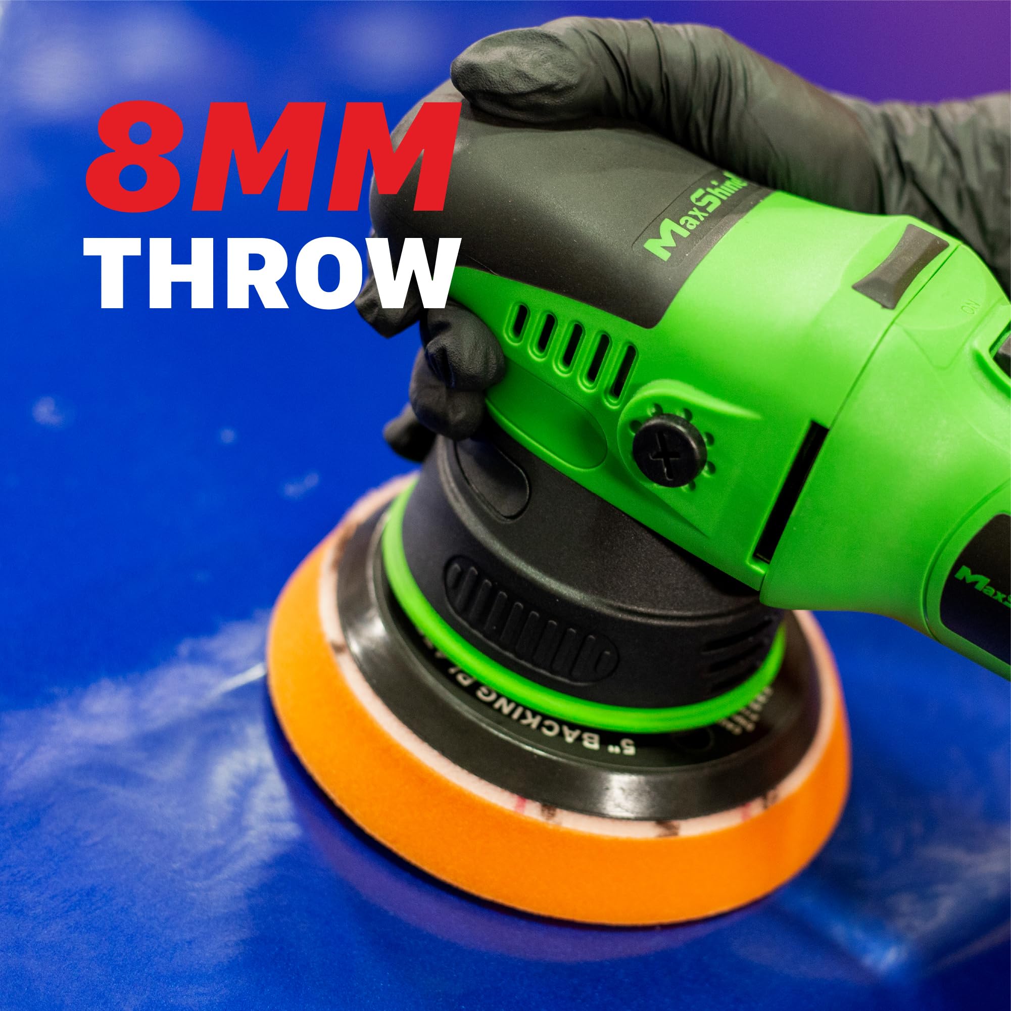 Maxshine M8S V2 G Dual Action Polisher | 5” Plate, 8mm Throw, 1000W Motor, 6-Speed, 6500 RPM | Corded Electric Polisher for Auto, Boat & Marine Detailing, Scratch Removal & Paint Correction