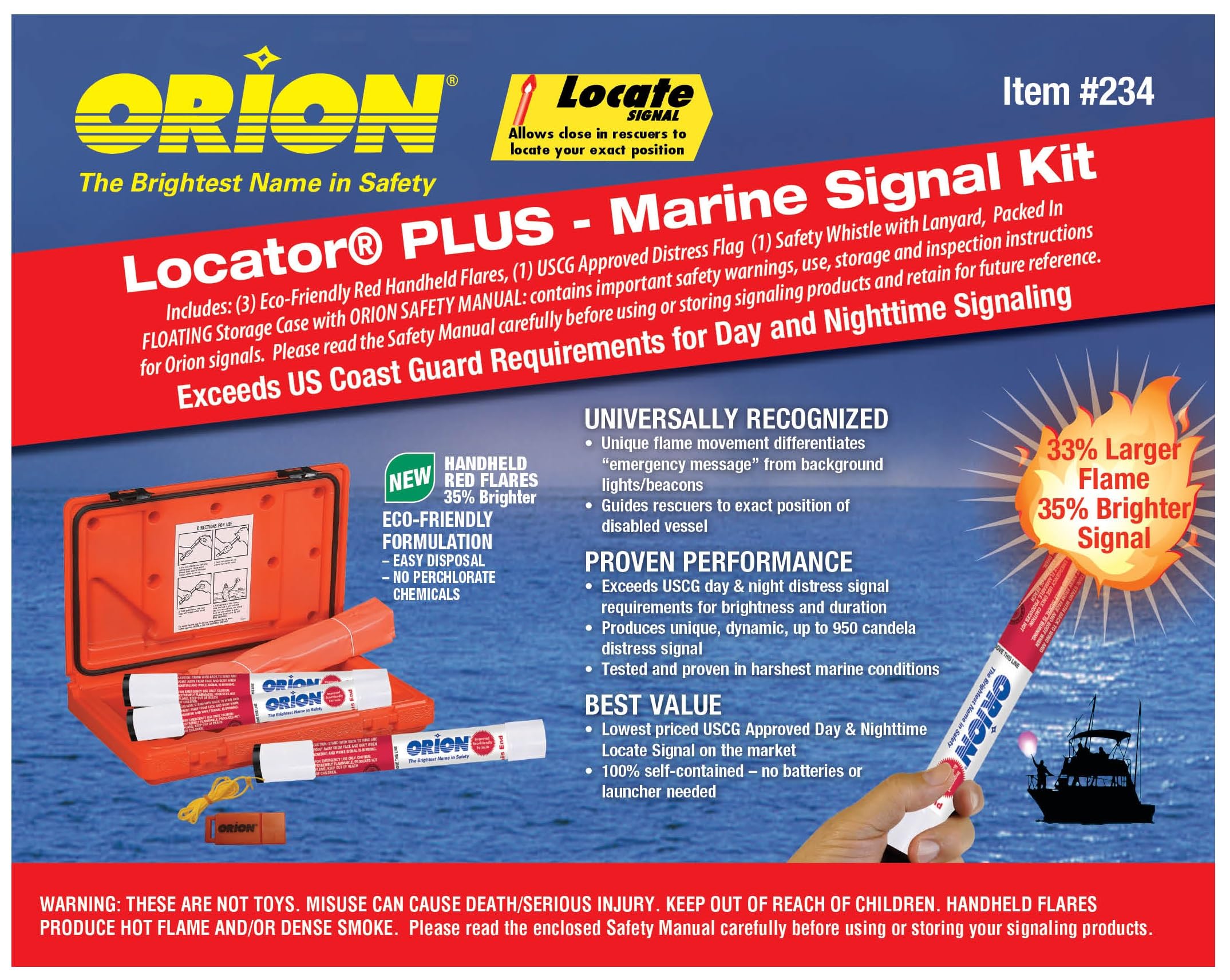 Locator Plus 3 Orion Signal Kit with Whistle & Flag in Floating Case
