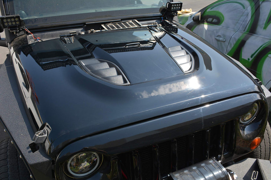 Hood DV8 Offroad fits 2007-2018 Wrangler JK | 10th Anniversary Replica Design | Steel Construction | PREP WORK REQUIRED | Increased Airflow