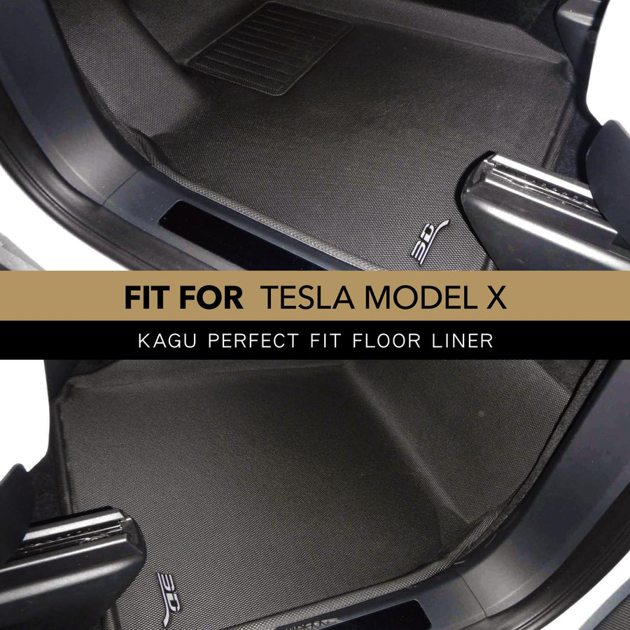 Custom Fit 3D MAXpider Kagu Floor Mat (Black) Compatible with Tesla Model X 2022-2025 - Front Row