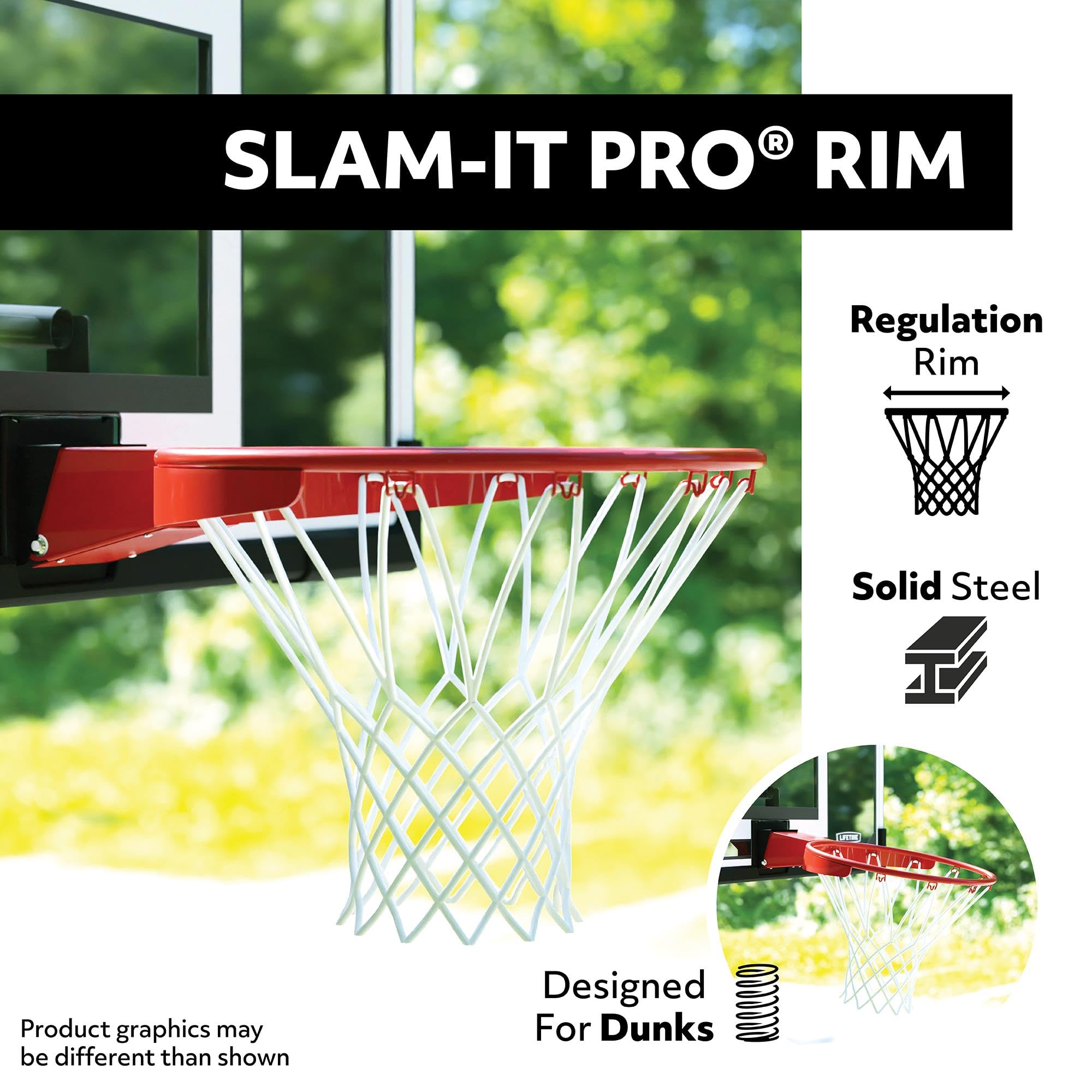 54 Inch Lifetime Portable Basketball Hoop, Steel-Framed Acrylic Backboard