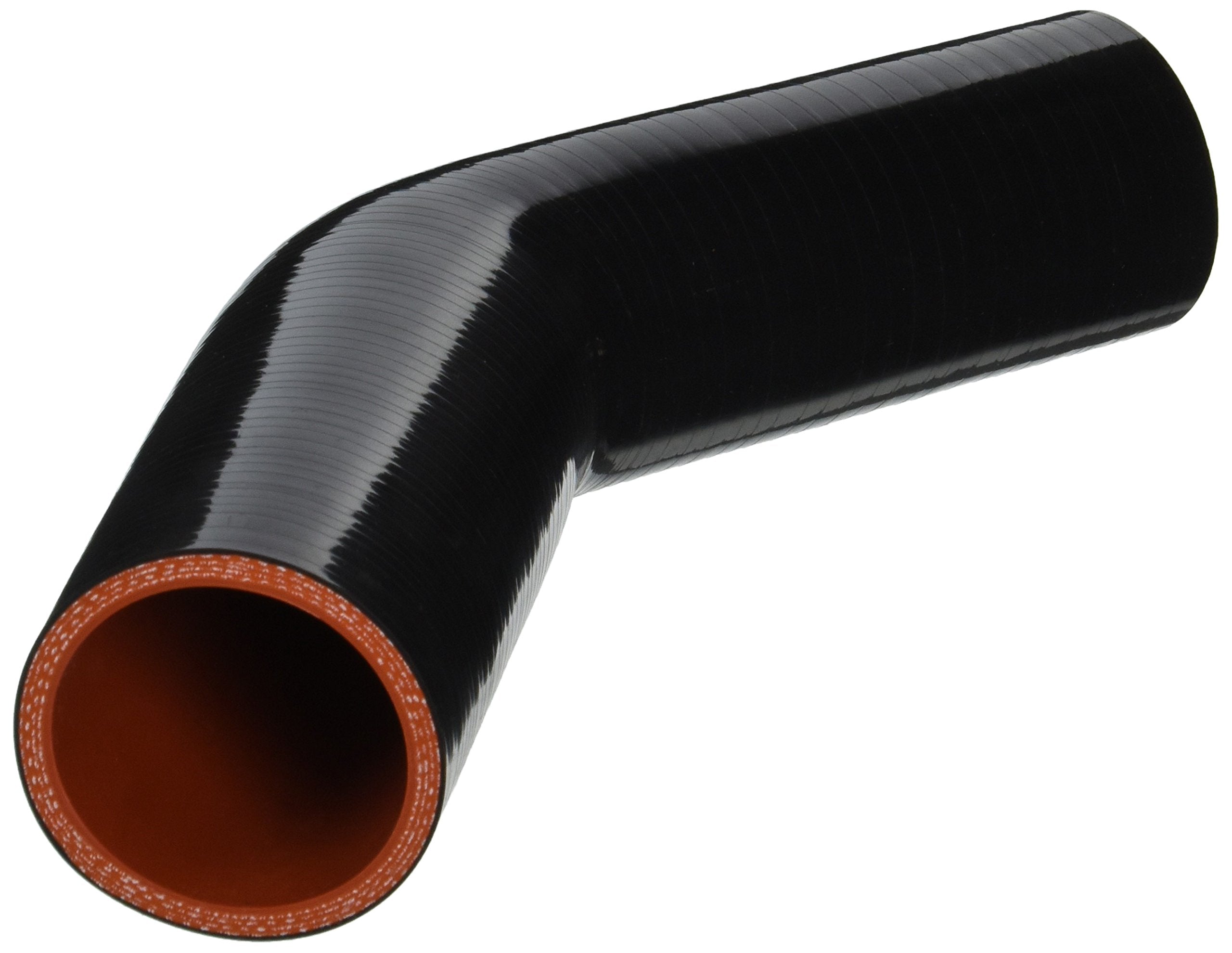 HPS HTSER45-187-212-BLK 4-ply Reinforced Silicone High Temperature 45 degree Elbow Reducer Coupler Hose, 55 PSI Maximum Pressure, 4" Leg Length on each side, 1-7/8" > 2-1/8" ID, Black