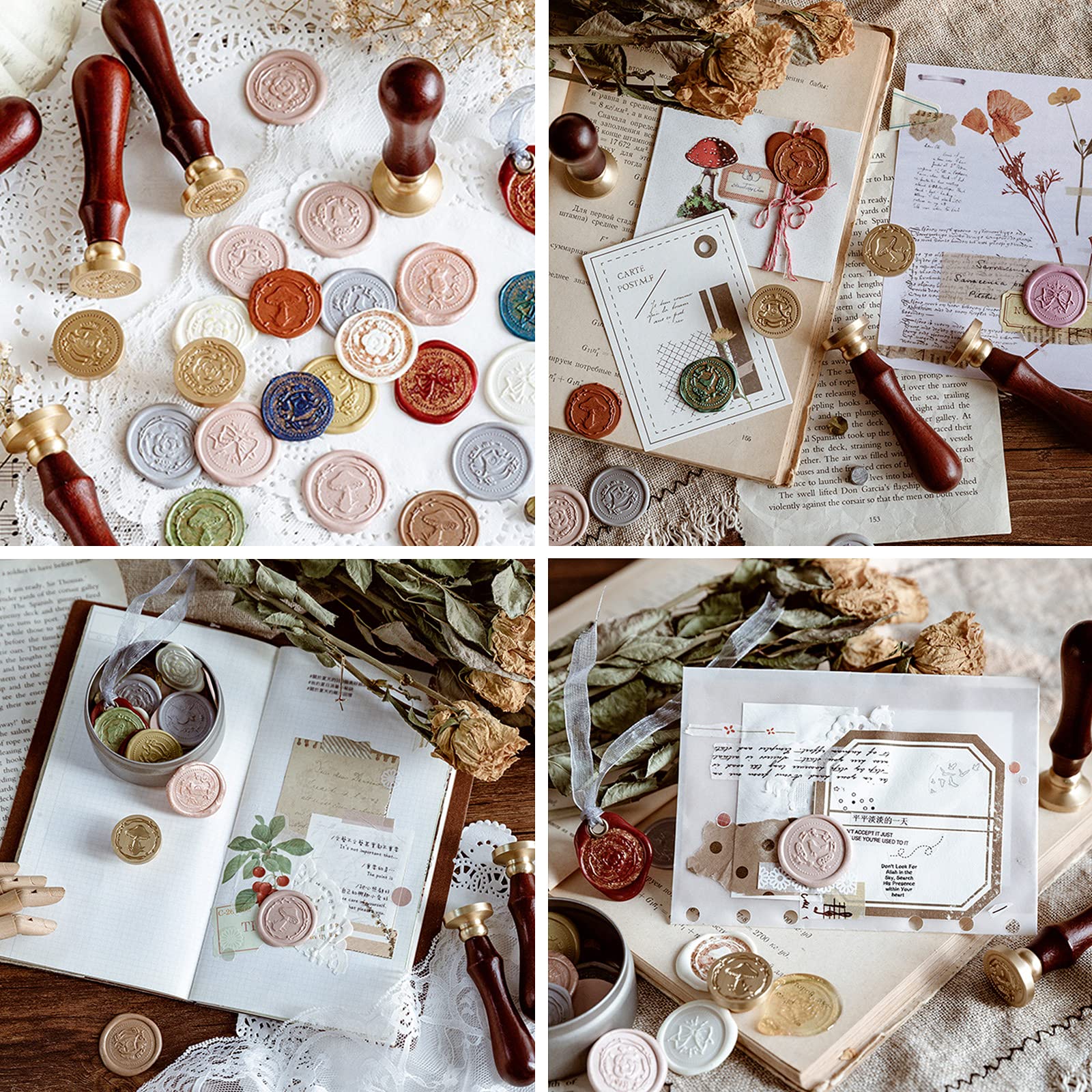 Wood Wax Seal Stamp SUPERDANT 0.98" Star Moon Pattern Removable Stamp with Brass Head and Wood Handle for Gift Wine Bag Wedding Invitation Envelope