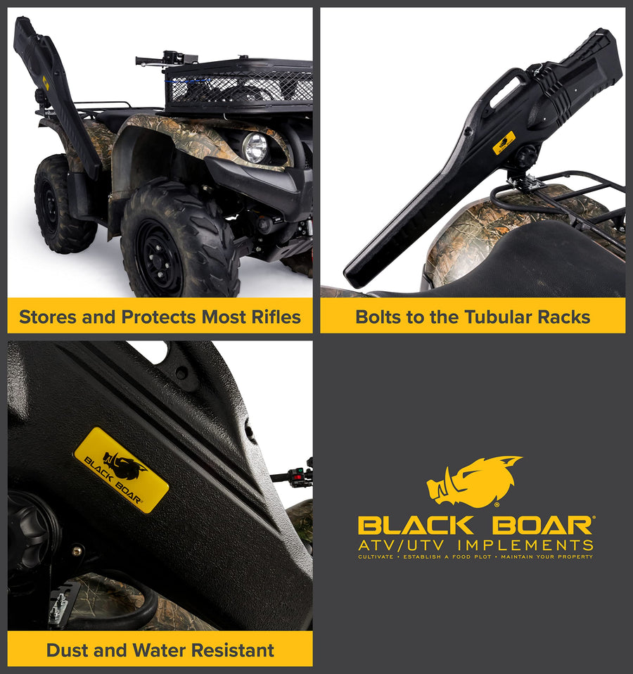 Boar Black UTV/ATV Gun Case - Features Integrated Carry-Handle & Affixed Soft-Sided Inner Liner - Stores & Protects Most Rifles - Includes Mounting Hardware (66012)