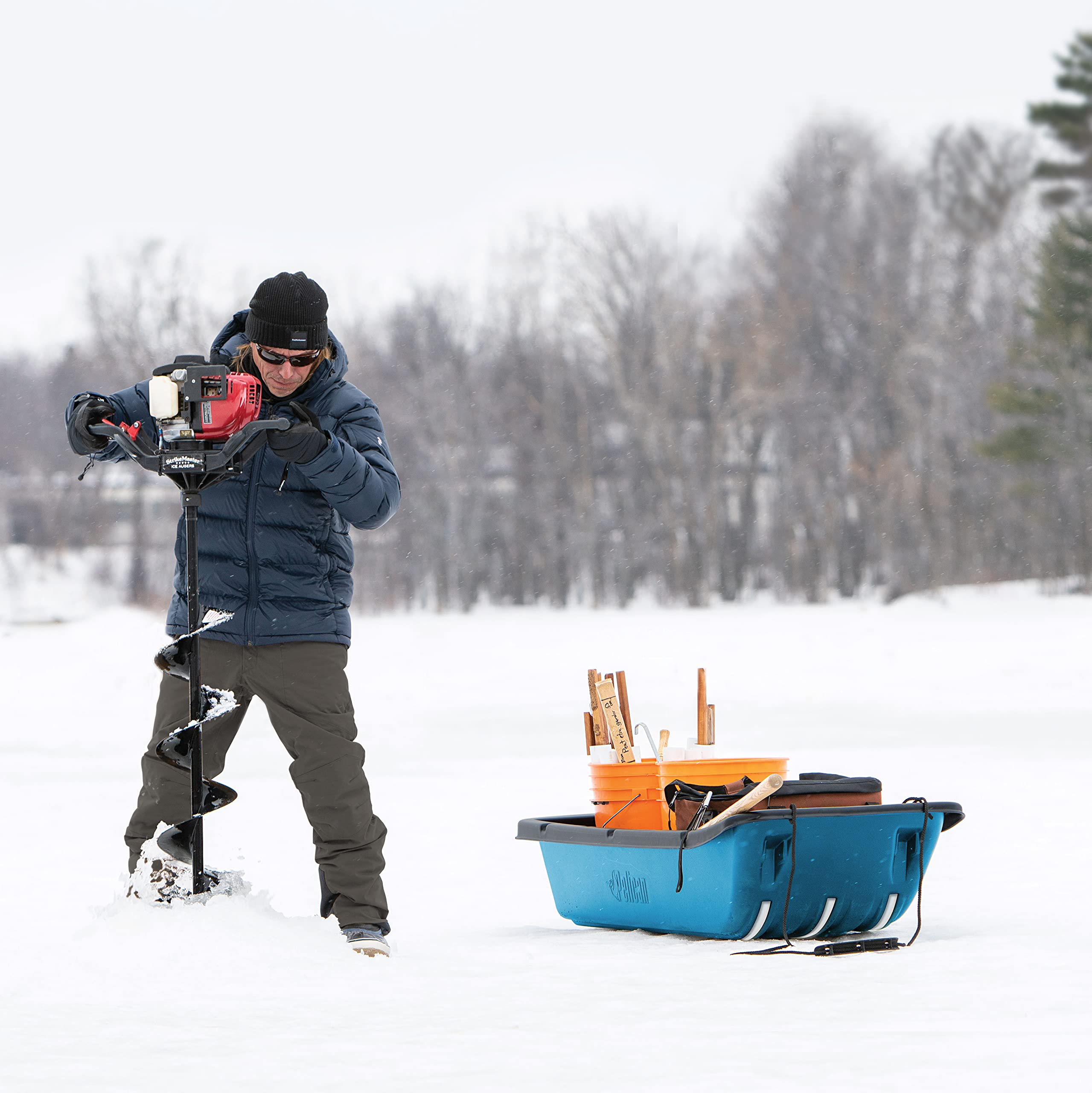 Trek 52 Utility Sled - Pelican - Cyan - Ram-X Runners, Pull Rope and Travel Cover - 4 Season Sled - Any Outdoors Activities - Carry Up to 226 lb - Heavy Duty RAM-X Construction - LDT52PA30-0