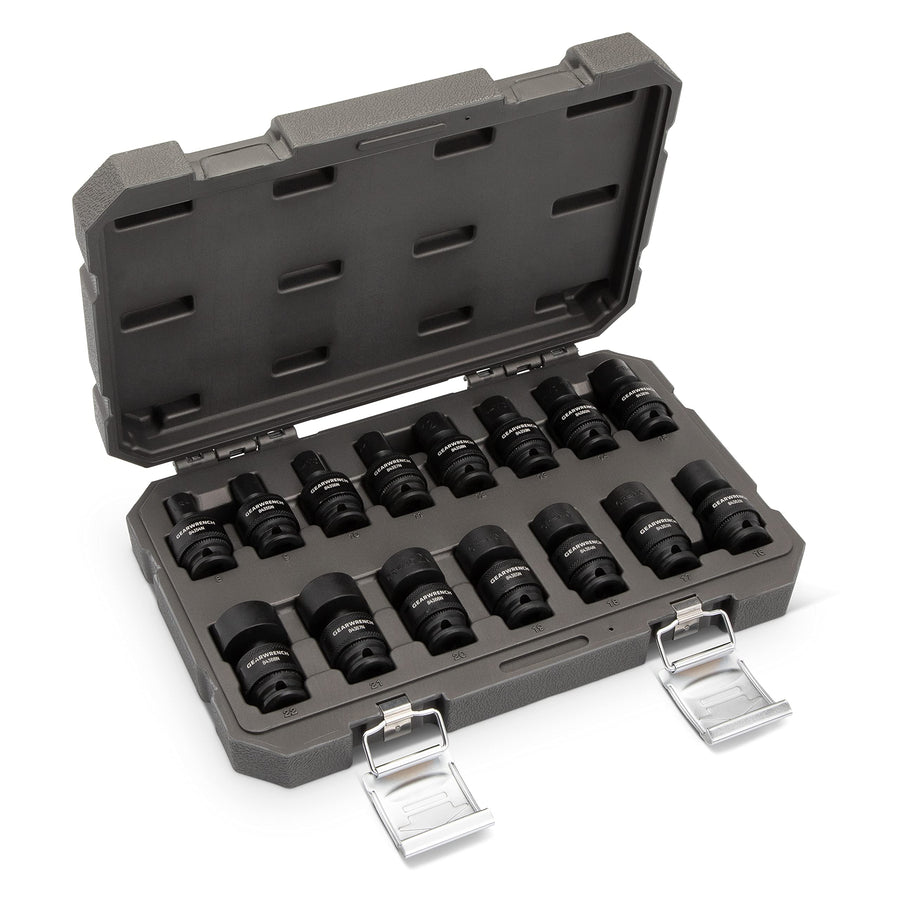 15 Piece GEARWRENCH 3/8inch Drive 6 Point Universal Impact Socket Set, Metric - 84918N