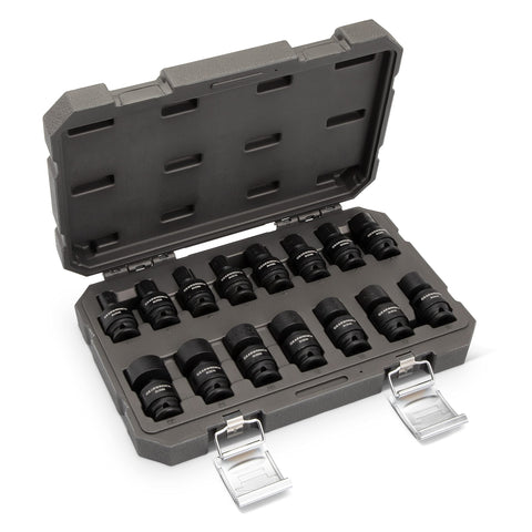 15 Piece GEARWRENCH 3/8inch Drive 6 Point Universal Impact Socket Set, Metric - 84918N