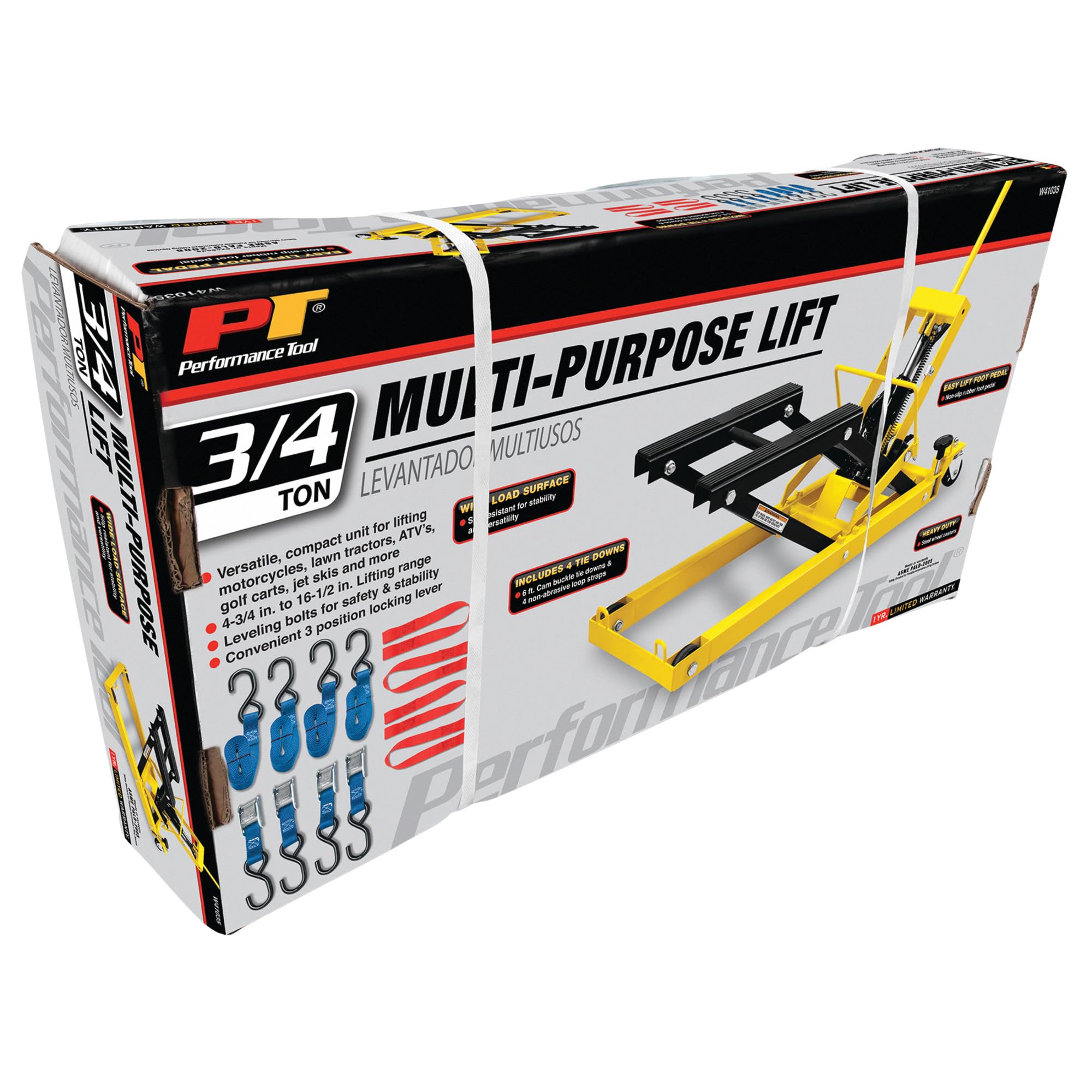 1/2 Ton Performance Tool W41035 Hydraulic Motorcycle, ATV, Snowmobile & Multi-Purpose Lift, Yellow