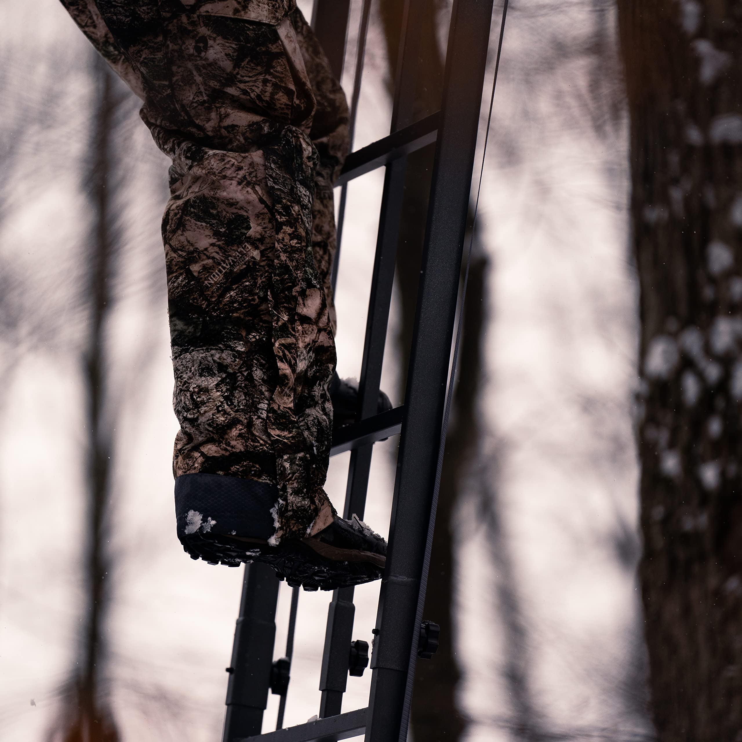 Lockdown™ 21' 2-Man Rivers Edge®, Towering 21' Height, Flip-Up TearTuff™ Mesh Bench Seat, The Ultimate Shooting Rail™, Patent-Pending Ground-Level Ratcheting Technology™, LD202