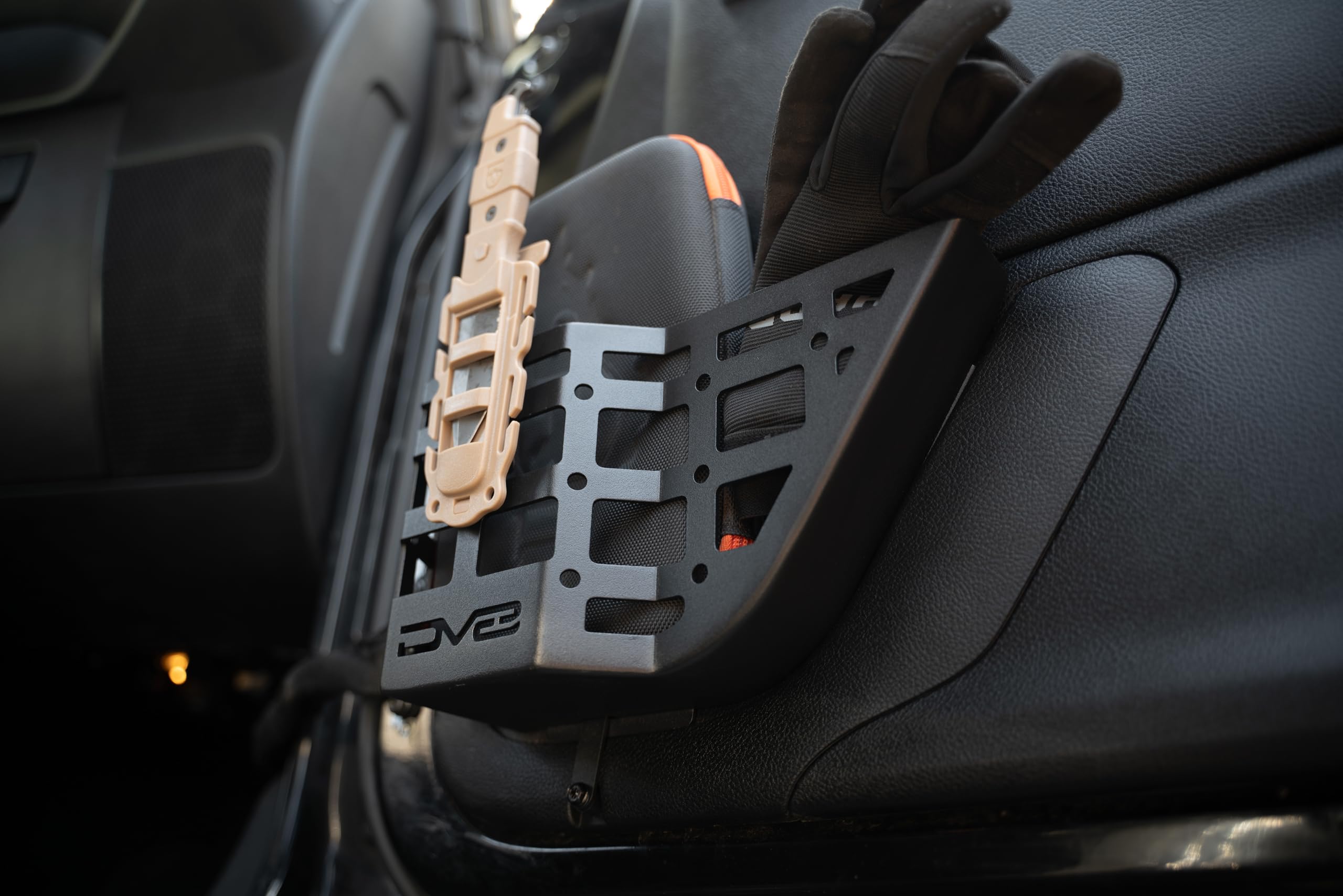 DV8 Offroad Molle Panels for Front Door Pocket 2011-2018 Jeep Wrangler JK | Rigid Steel Pockets | Replaces The Factory Netting | Mounts Daily Gear | Front Panel Protrusion for Water Bottle Storage
