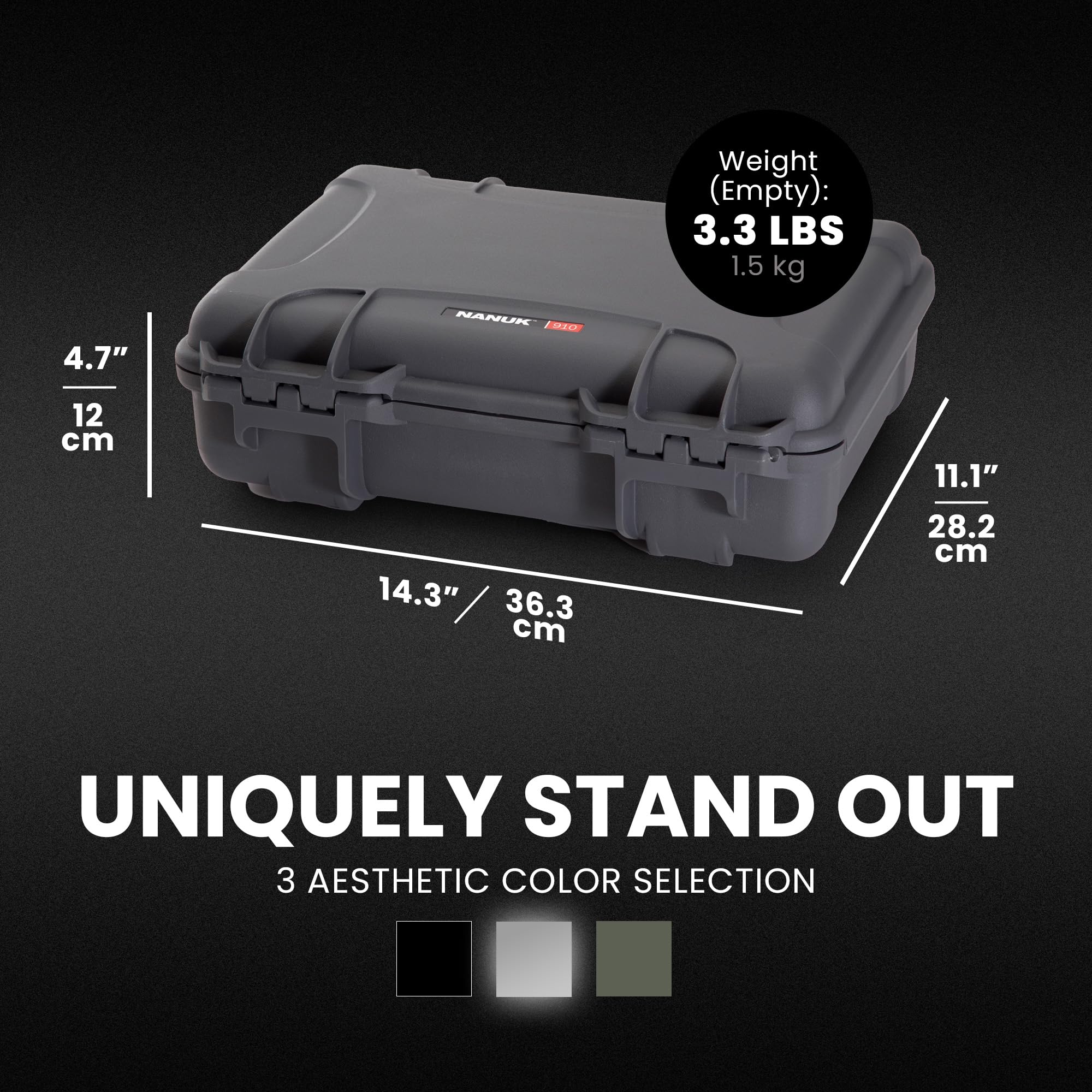 Graphite Nanuk 910 Waterproof Watch Case with Foam Insert