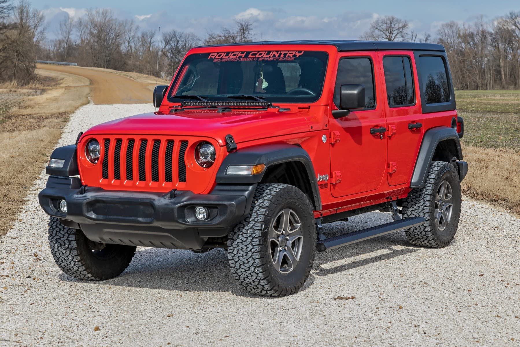 Rough Country Power Running Boards for Jeep Wrangler JL 4-Door (2018-2024) - Electric Dual-Motor Retractable Side Steps with LED Powerstep Lights